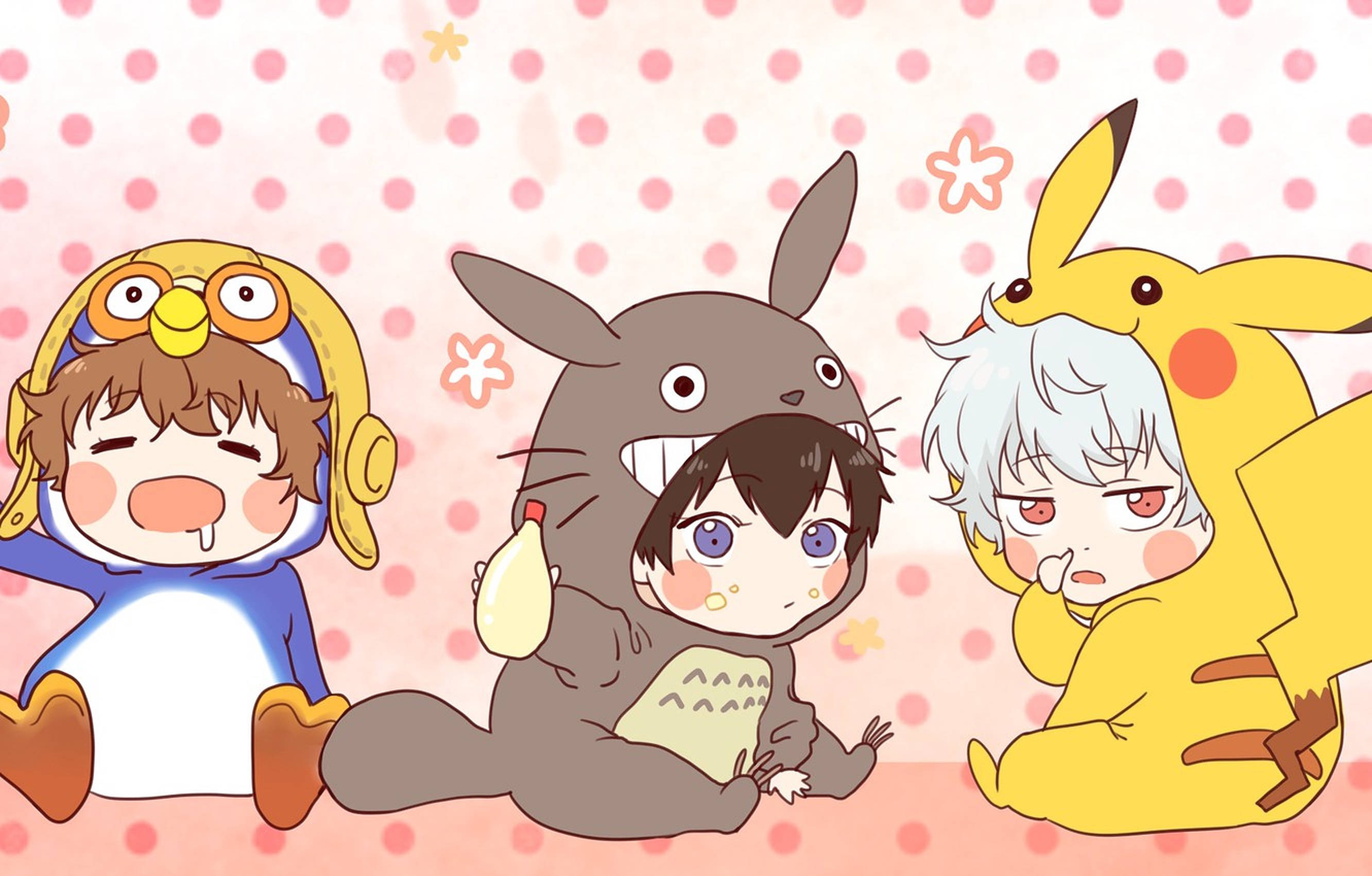 Anime-kinders Pikachu-onesie Muurpapier