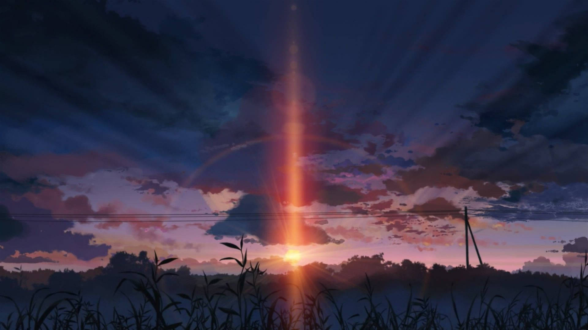 Anime Landskap Donker Sonsondergang Muurpapier