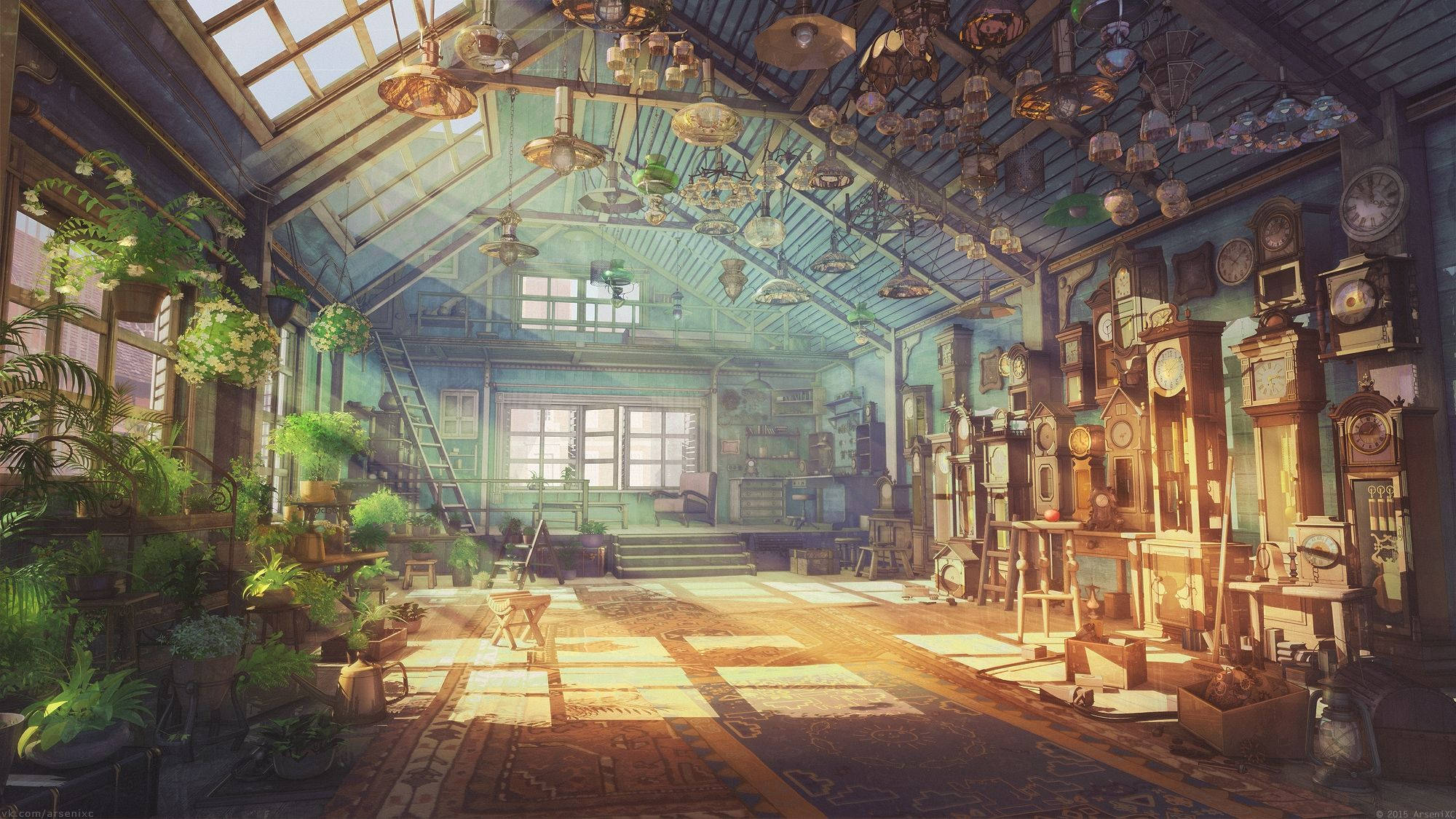 Anime Landskap Vintage Huis Muurpapier