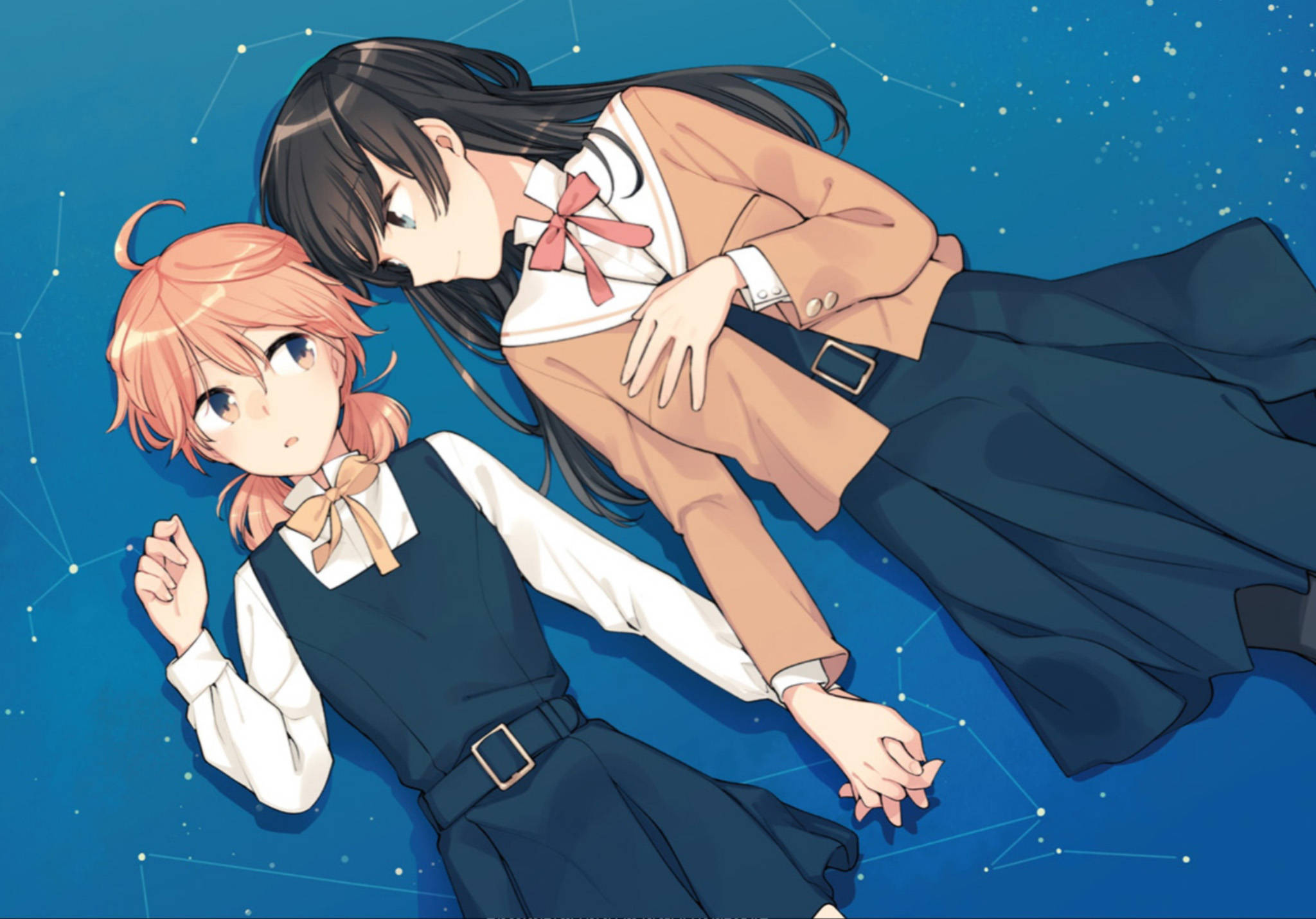 Anime Lesbiër Konstellasie Kuns Muurpapier