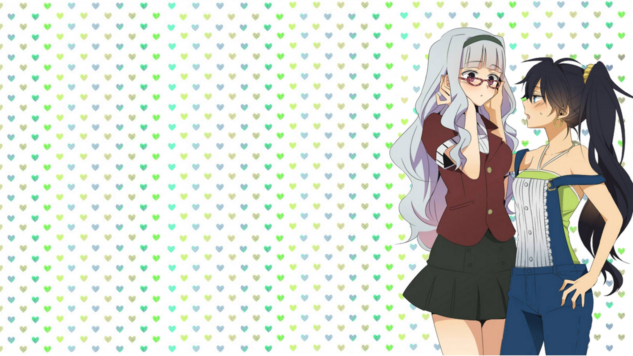 Anime Lesbiër Takane en Hibiki Muurpapier