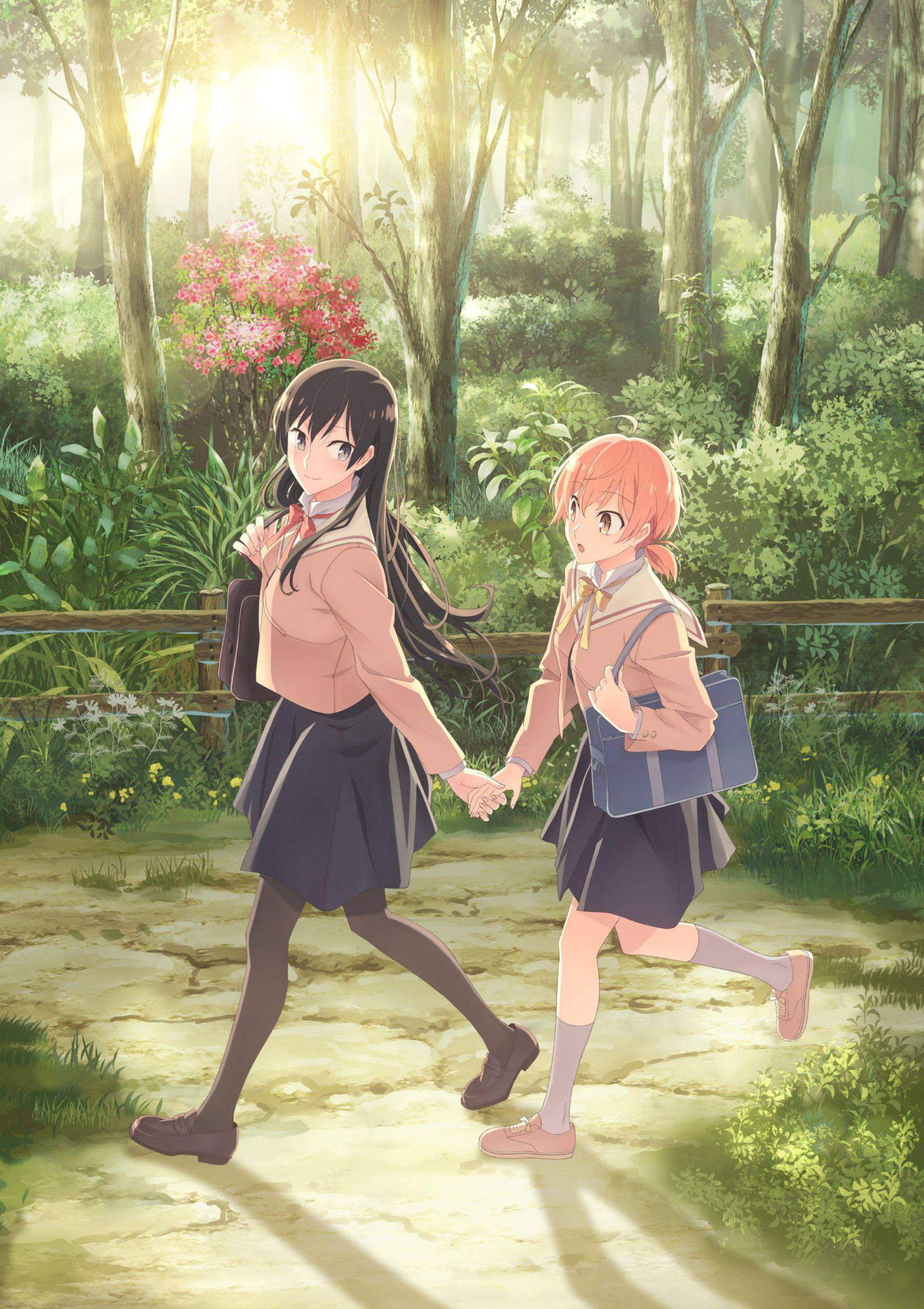 Anime-Lesbiese in die Bos Muurpapier