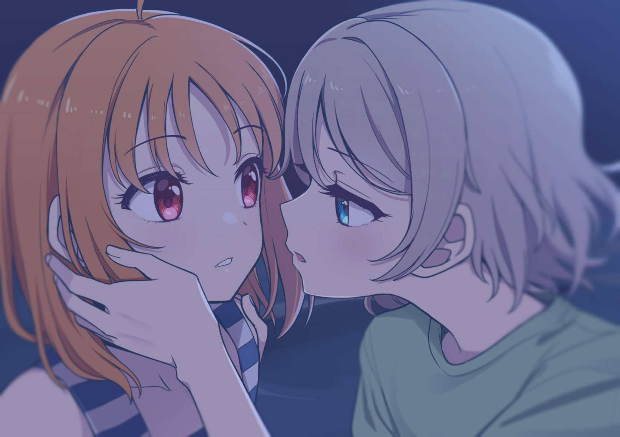 Anime Lesbiese Jy en Chika Muurpapier