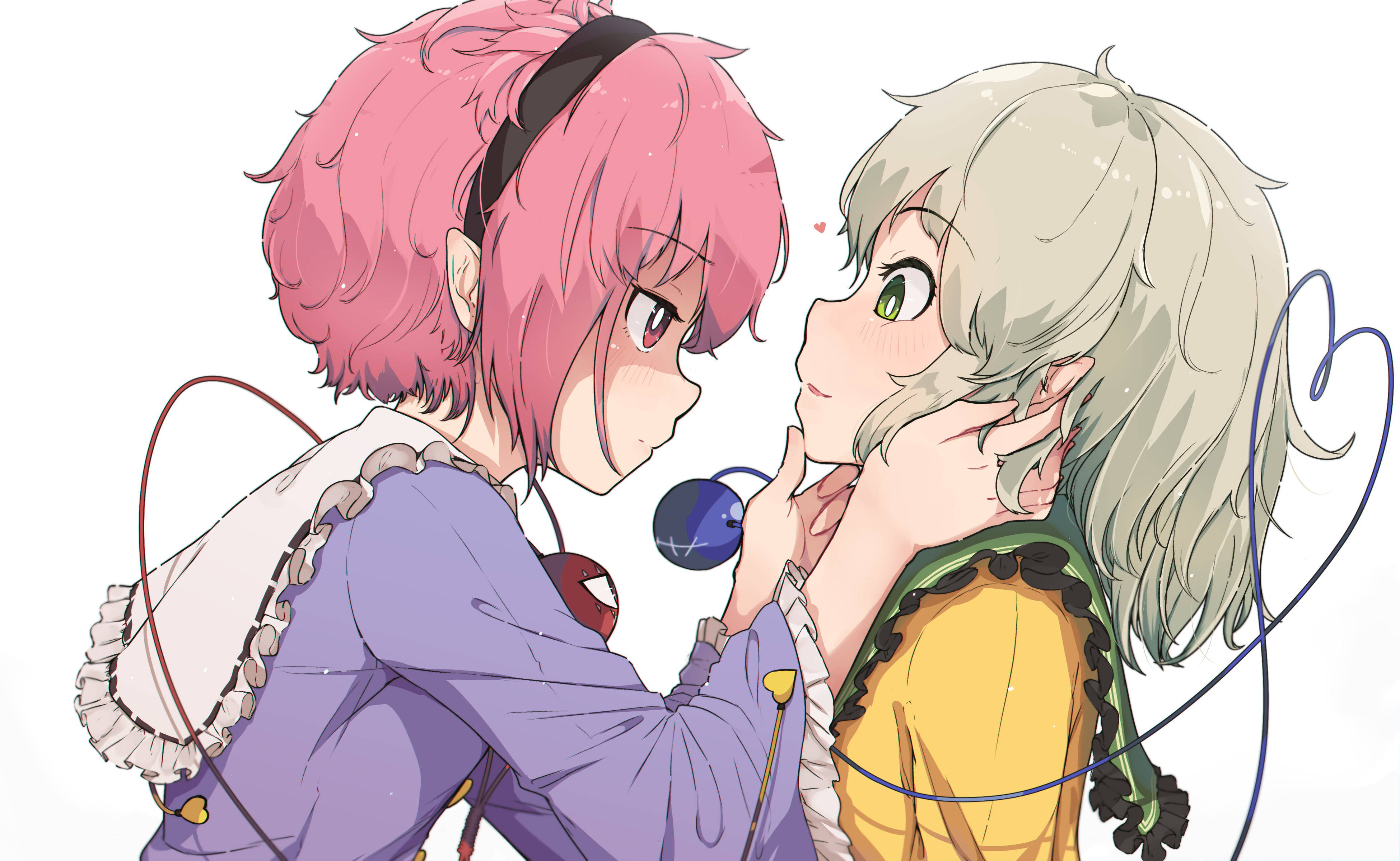 Anime Lesbiese Koishi en Satori Muurpapier