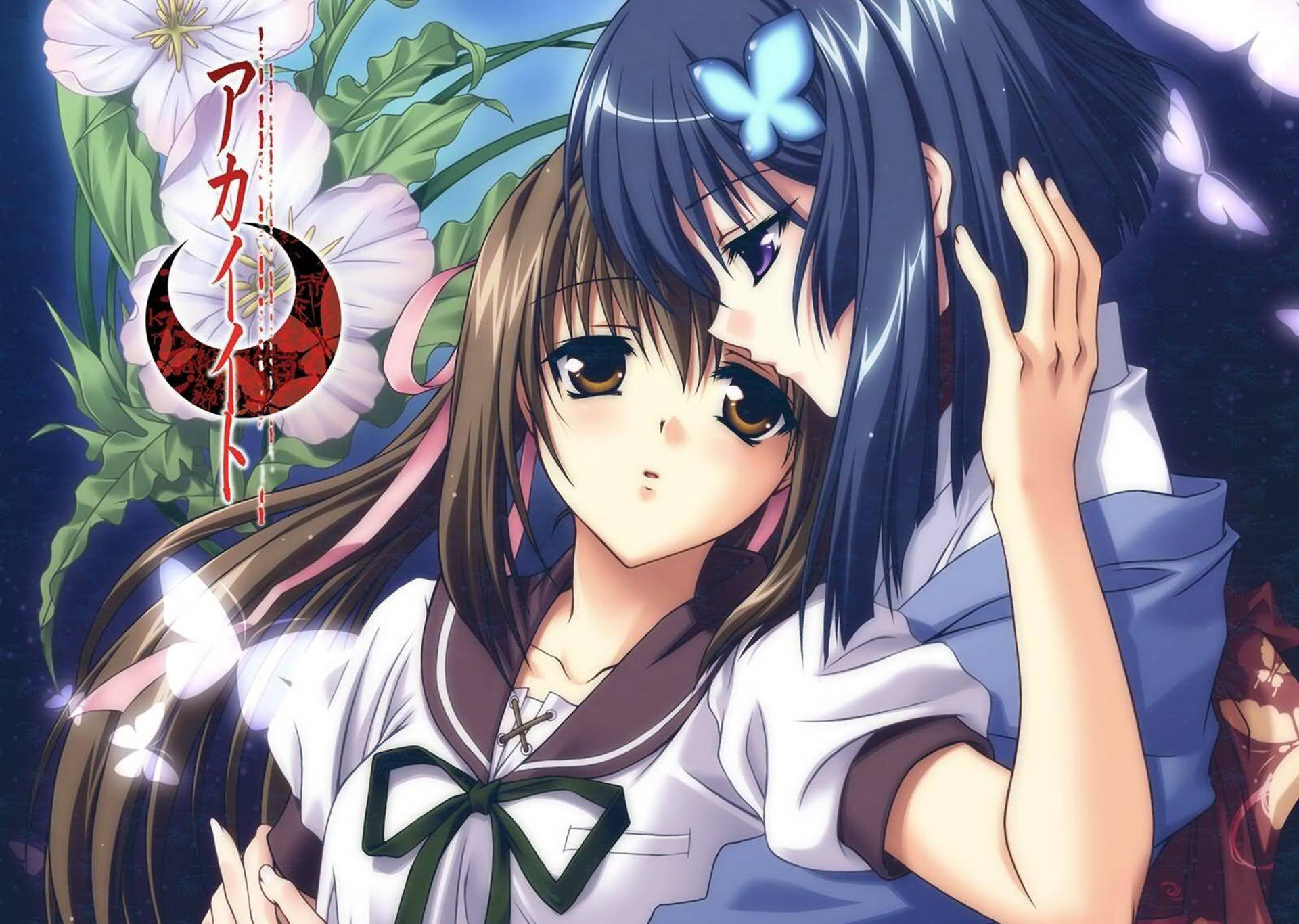Anime Lesbiese Kei en Yumei Muurpapier