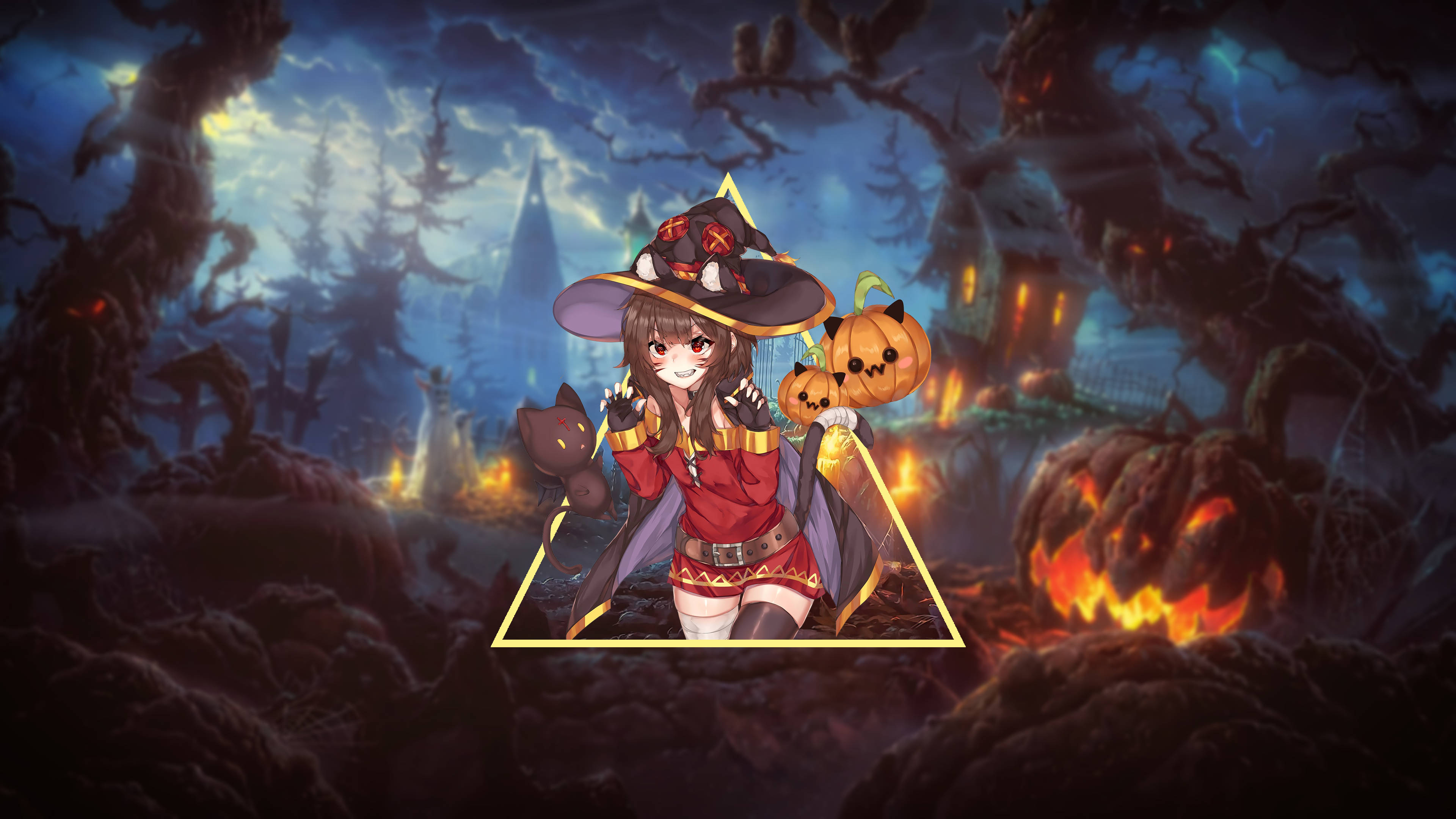 Anime Lewende Halloween Megumin Muurpapier