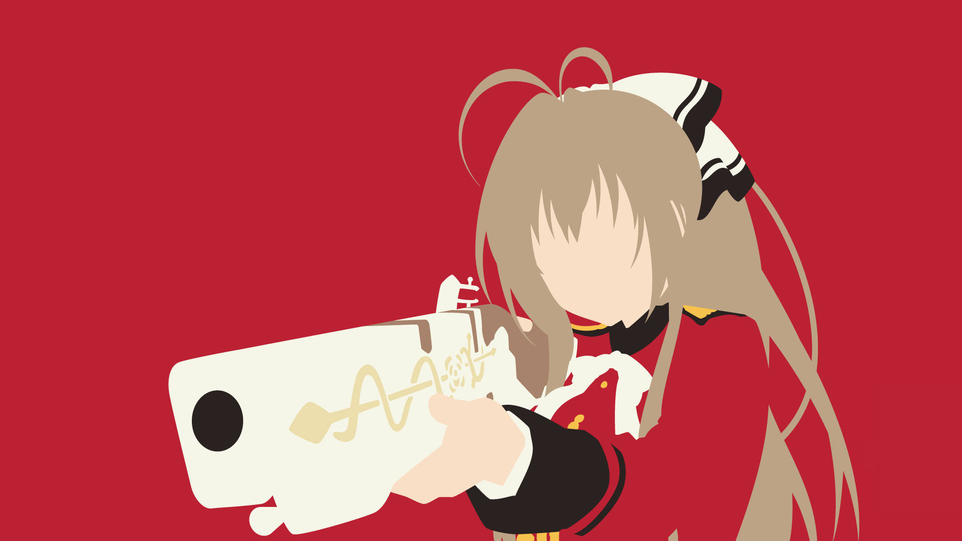Anime Meisie Geweer Minimalistiese Anime Muurpapier