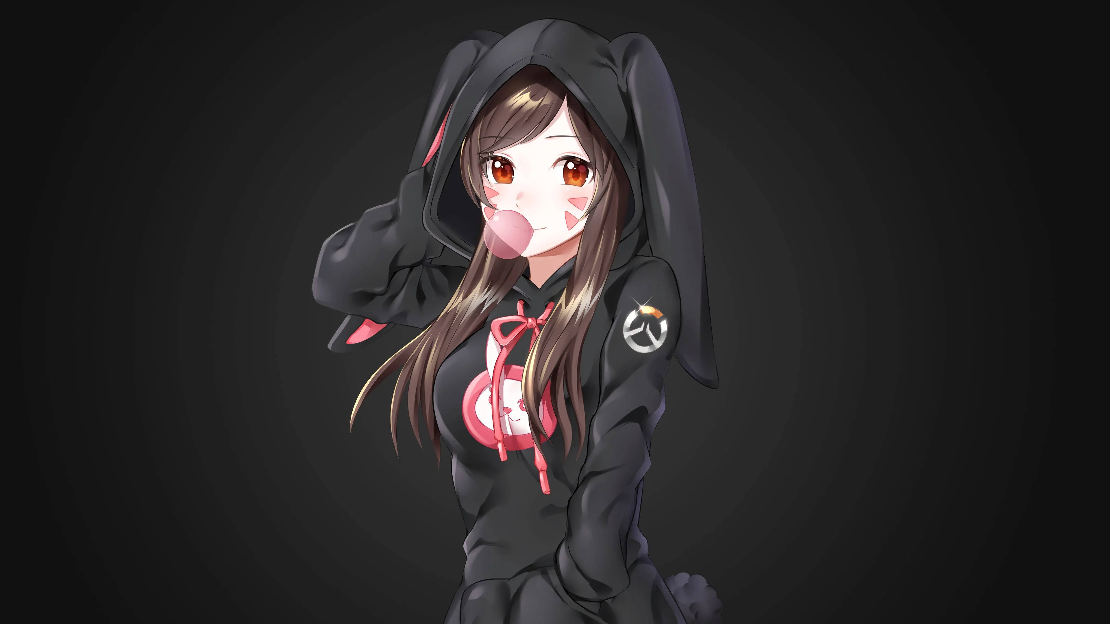 Anime Meisie Hoodie D.Va Muurpapier