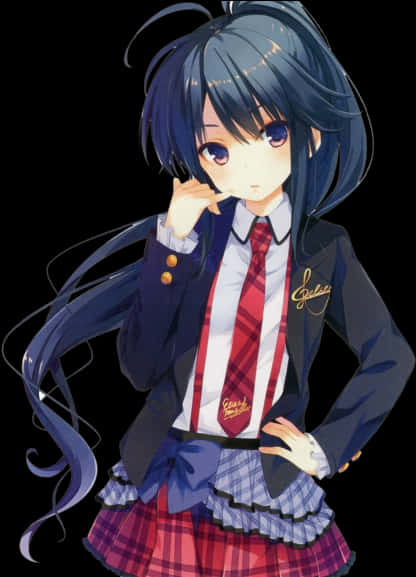 Anime Meisie in Skooluniform Muurpapier