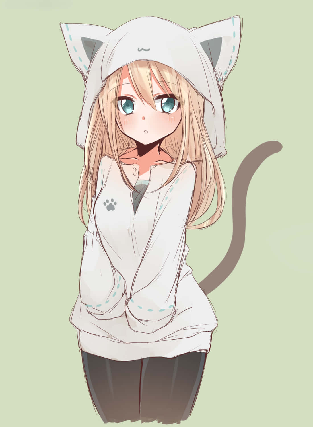 Anime-meisie in 'n hoodie vir 'n stylvolle en knus voorkoms. Muurpapier
