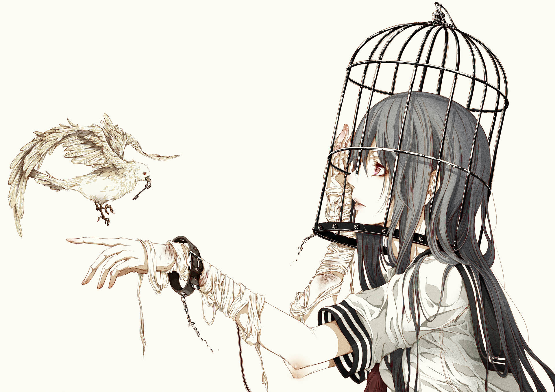 Anime meisie met hok 4k agtergrond — 4K anime GIF Muurpapier