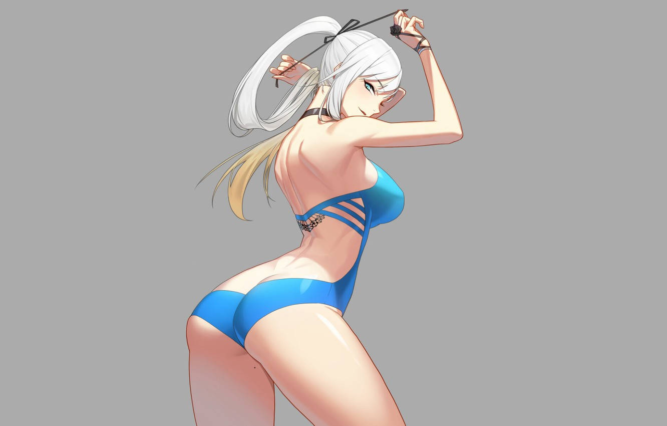 Anime Meisie Met 'n Poniestert in Bikini Muurpapier