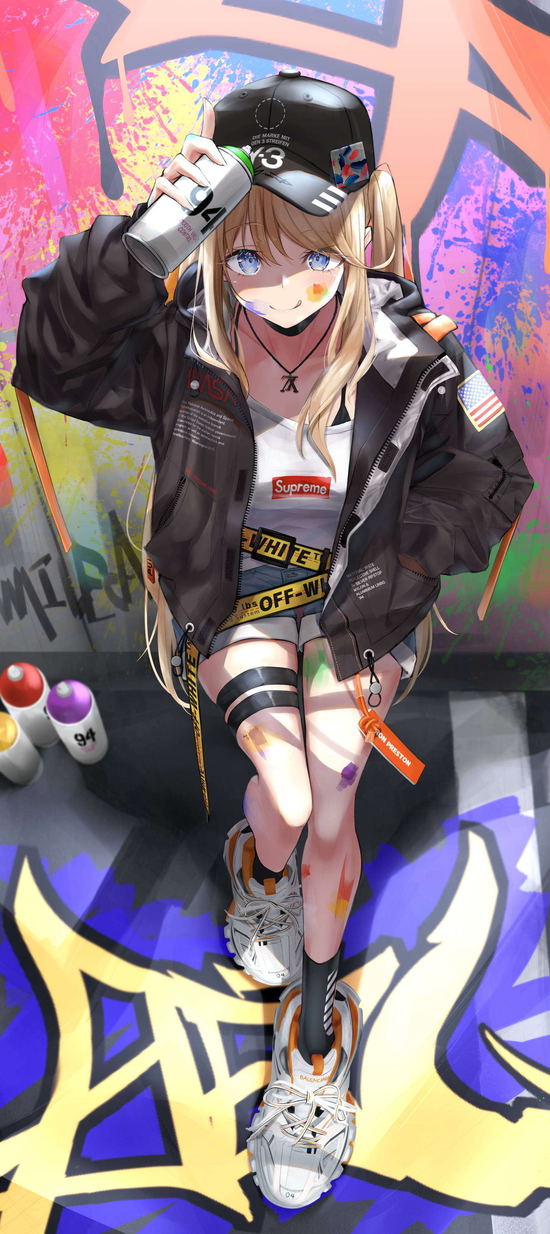 Anime Meisie Muurgraffiti iPhone Muurpapier