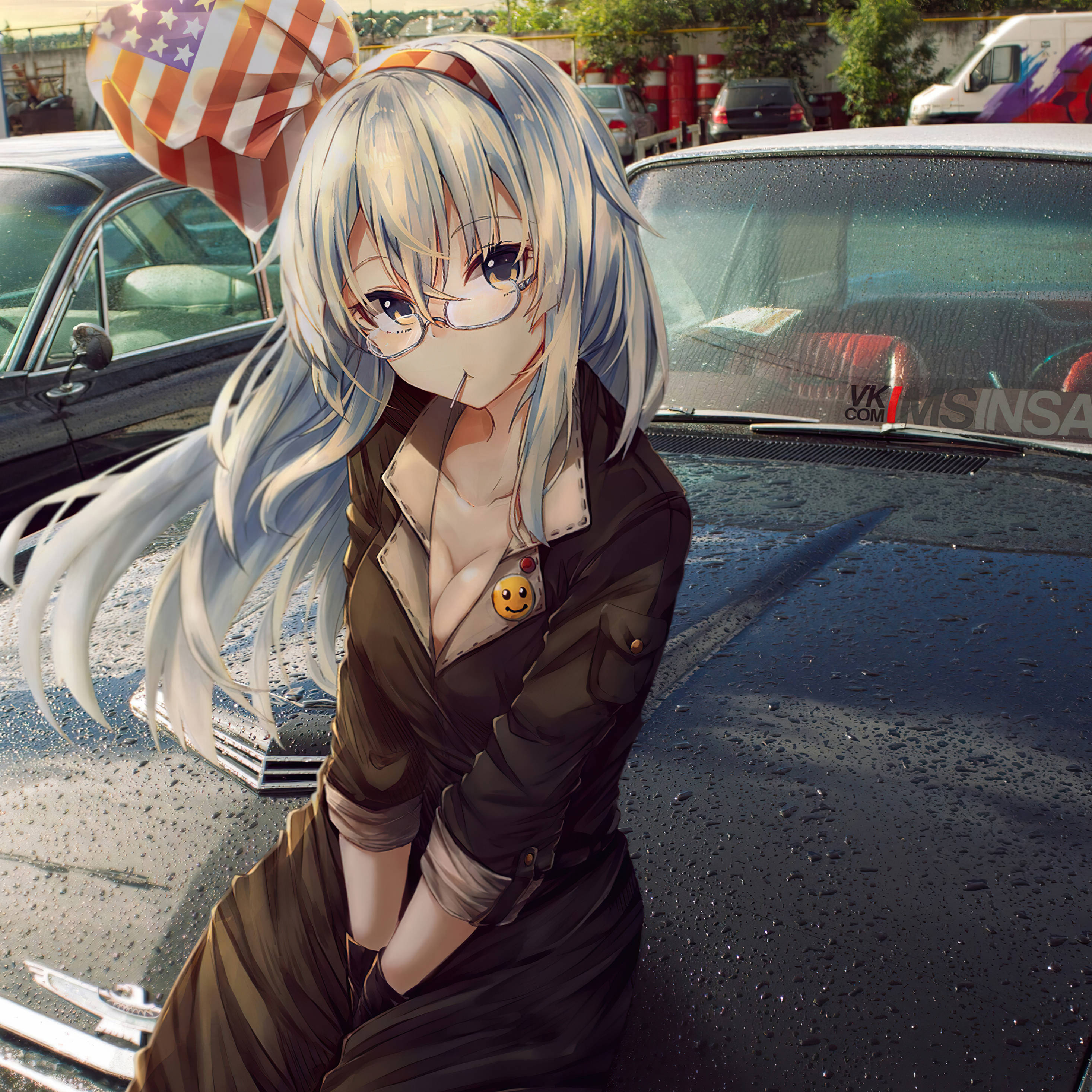 Anime Meisie op 'n Motor Muurpapier