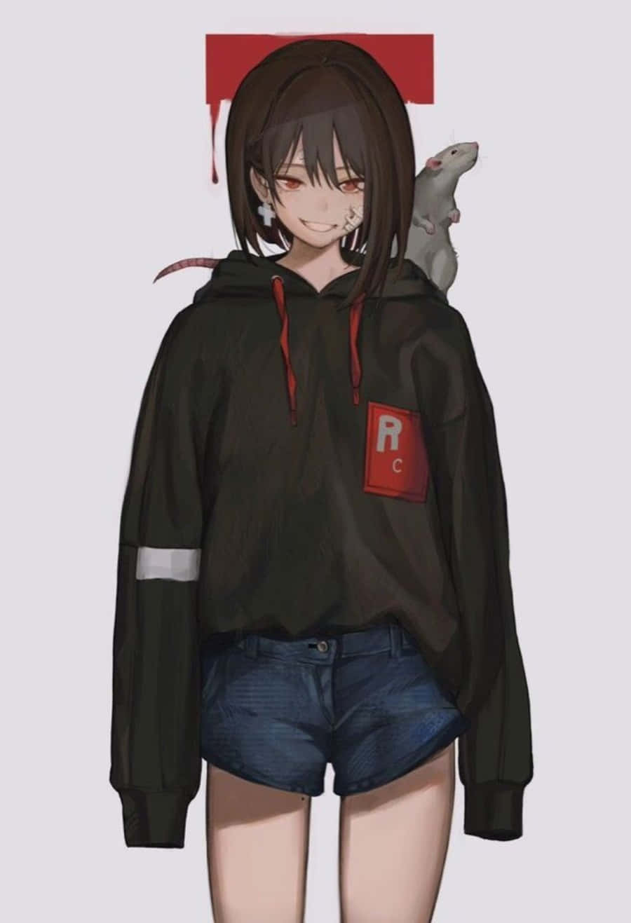 Anime-meisie wat ons chique hoodie styl Muurpapier