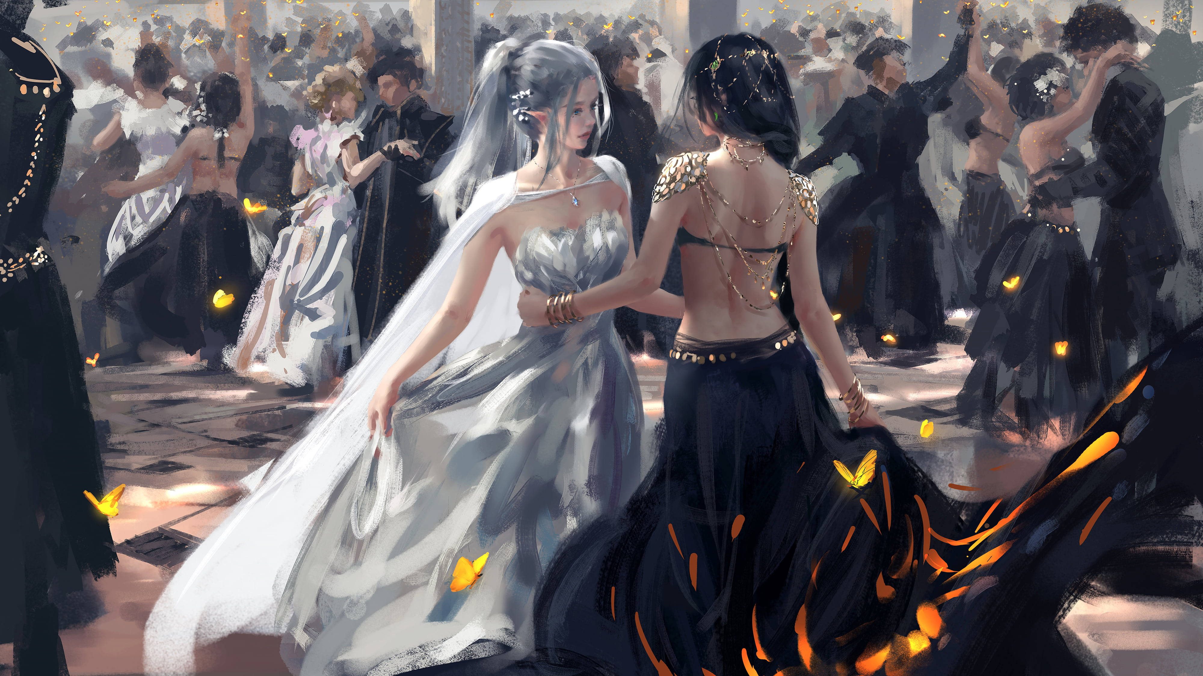 Anime Meisies Dans in Sinchronisasie Muurpapier