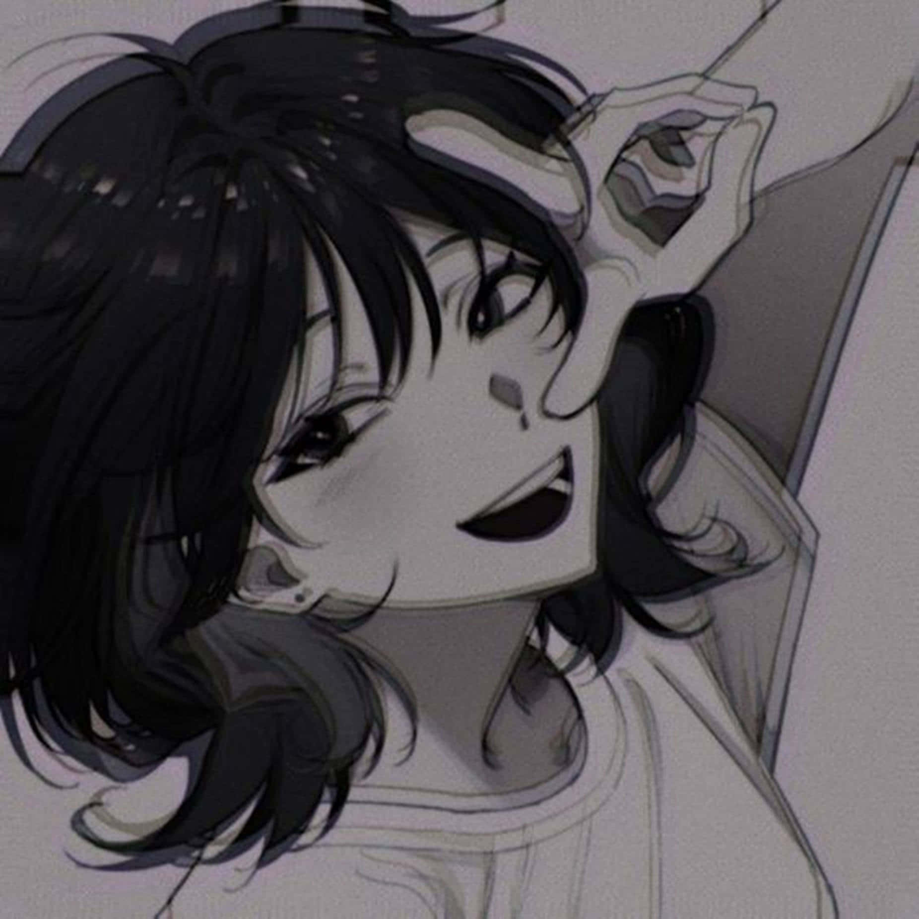 Anime Meisies Profielfoto Vrede Teken Muurpapier