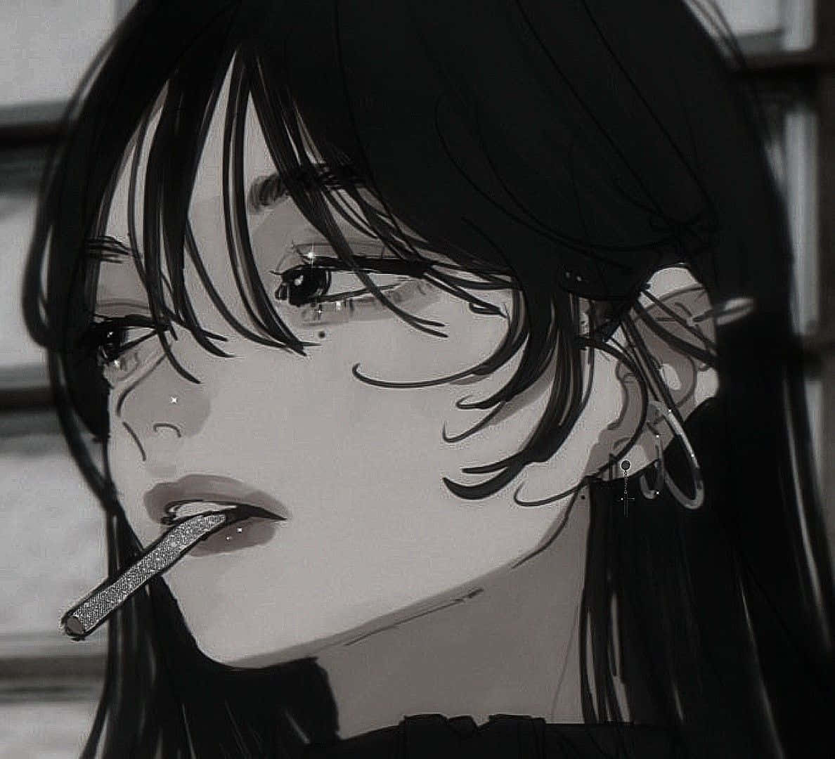 Anime Meisies Profielfoto Rook Muurpapier