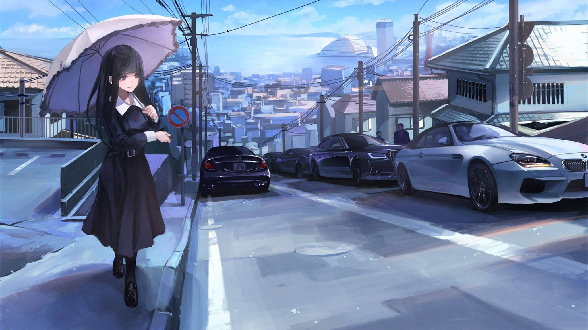Anime Motors wat deur die Nagstrate Ry Muurpapier