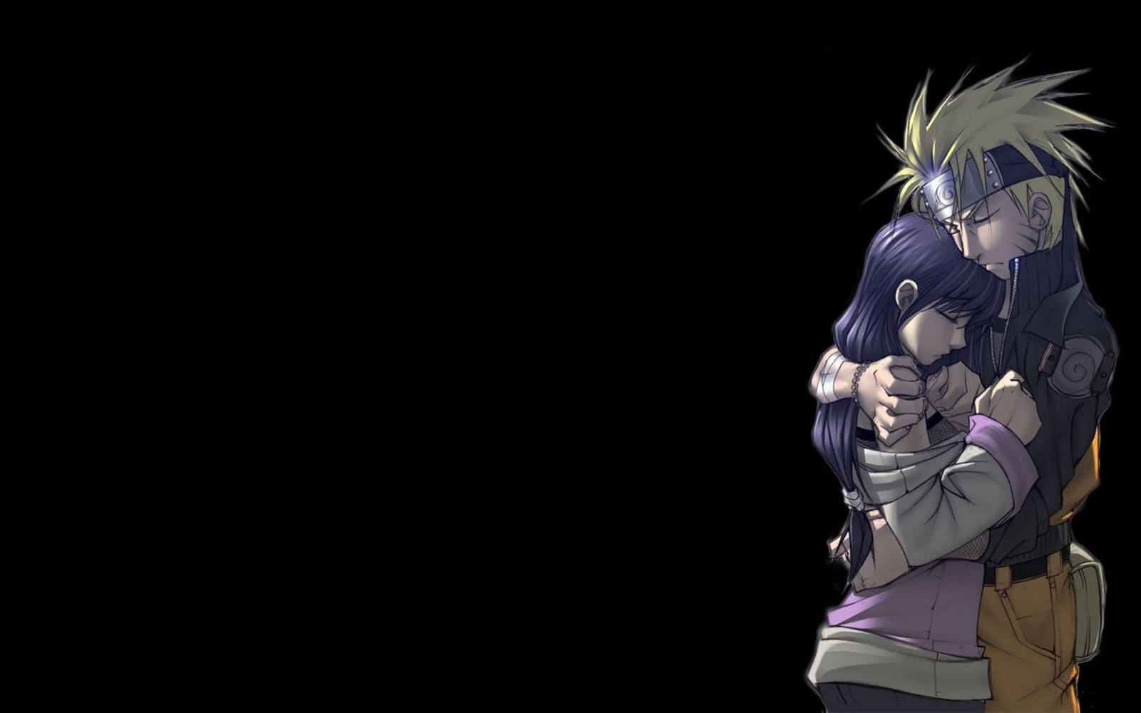 Anime Naruto wat Hinata Hyuga omhels Muurpapier