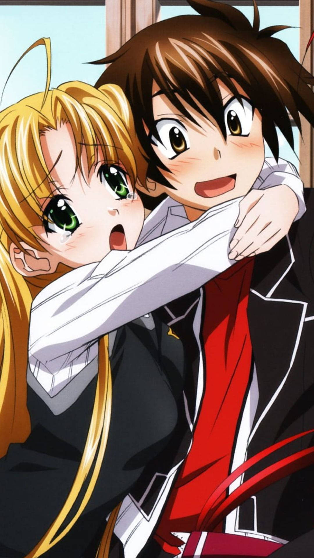 Anime-omhelsing van Skoolmeisie Muurpapier