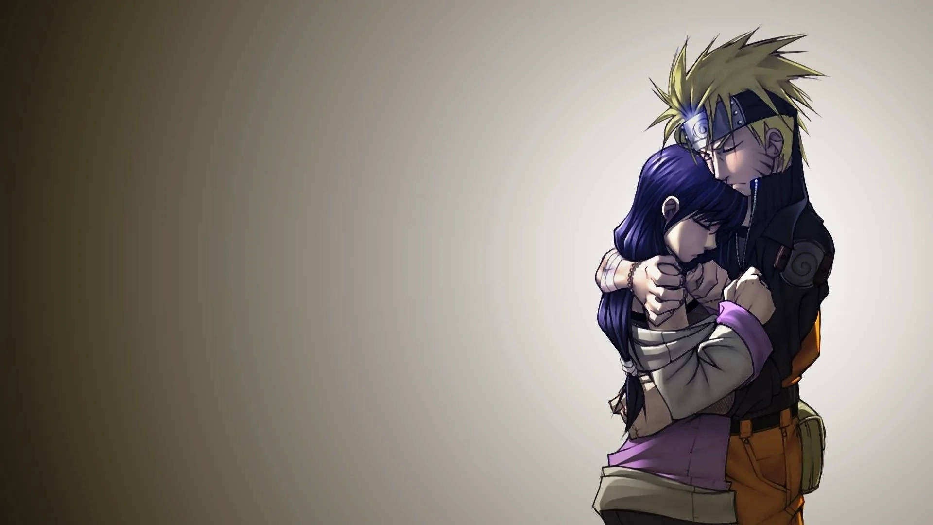 Anime-omhelsing Naruto en Hinata Muurpapier