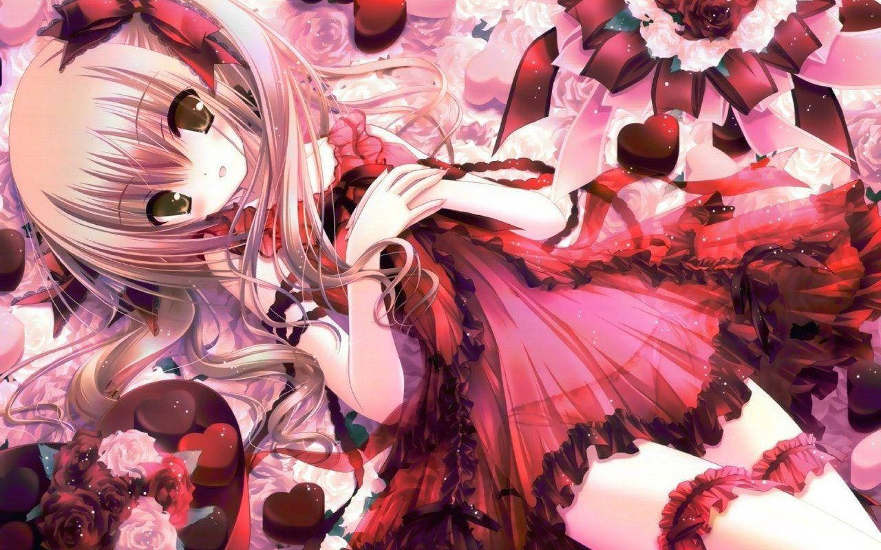 Anime Oulike Meisie Groot Oë Muurpapier
