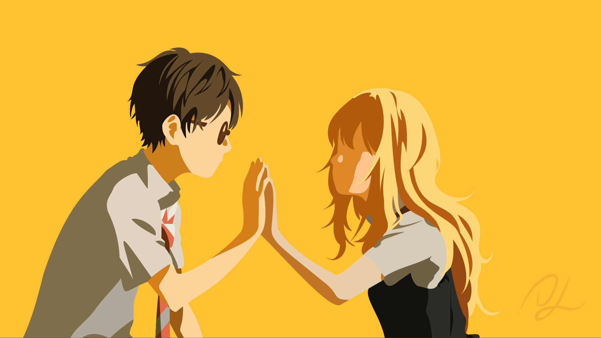 Anime Paartjie Your Lie In April Muurpapier