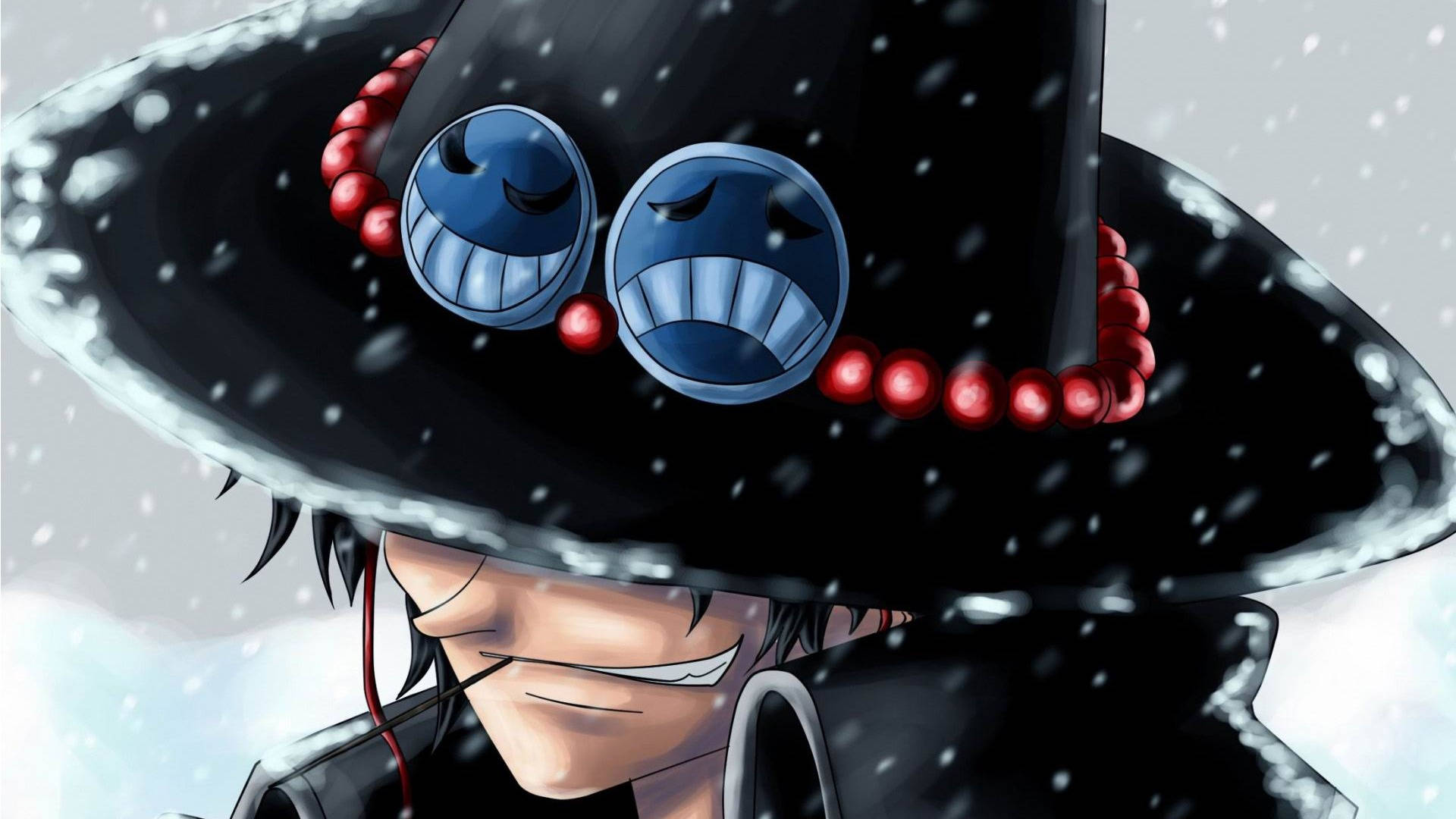 Anime Profiel Ace Swart Hoed Muurpapier