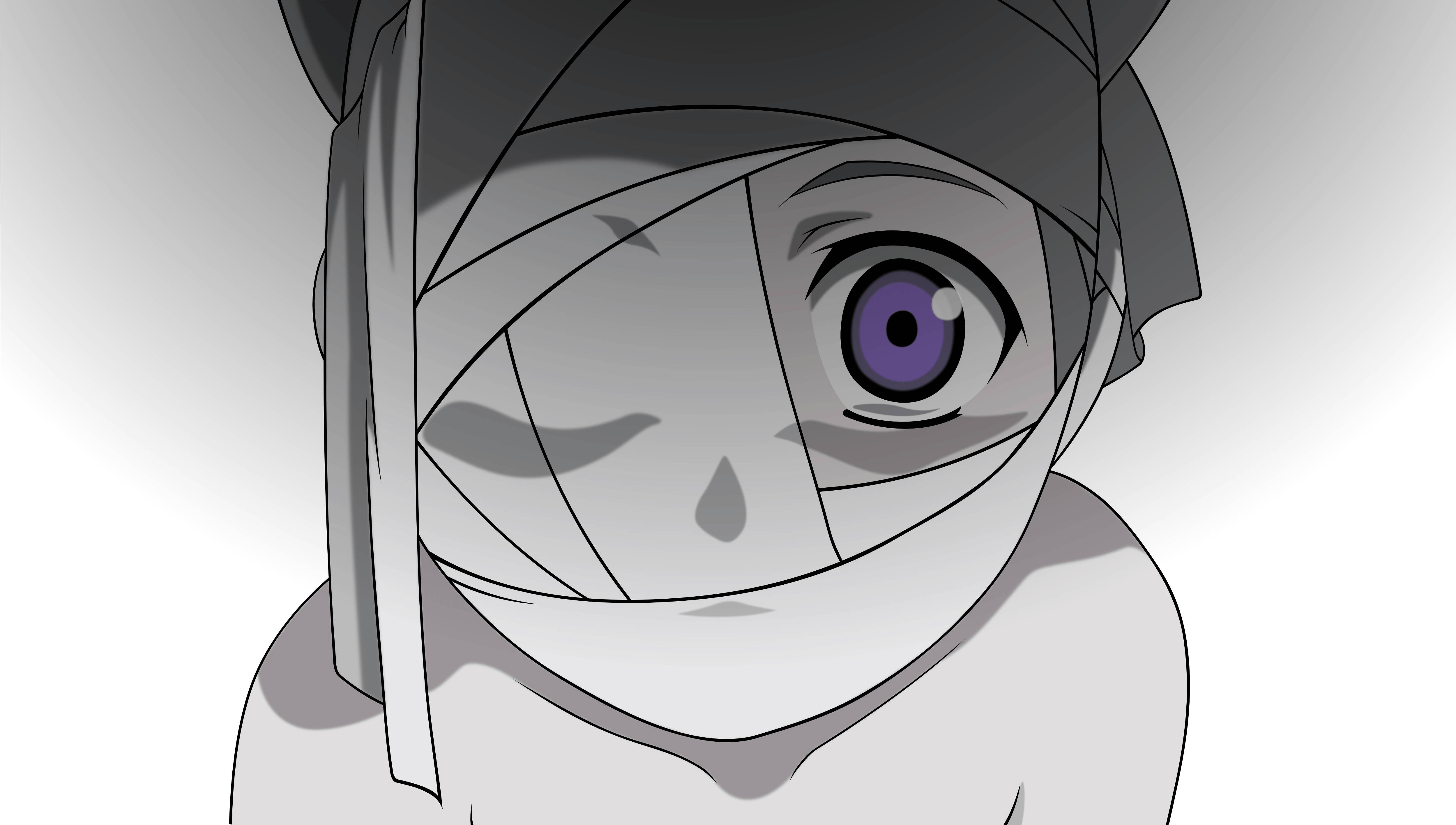 Anime-seun met Kopverbande Goeie PFP Muurpapier