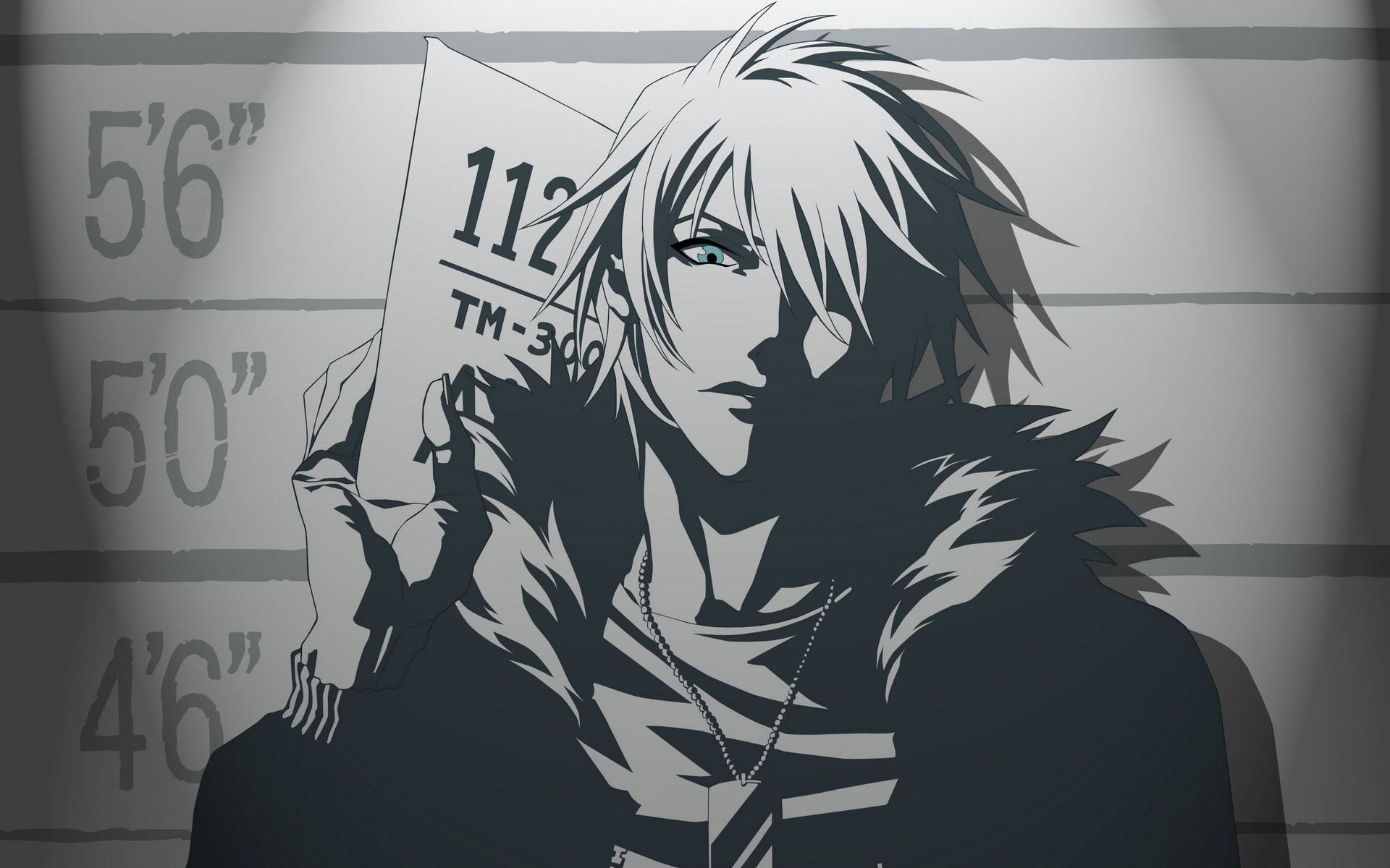 Anime-seun foto swart en wit agtergrond — Anime seun Muurpapier