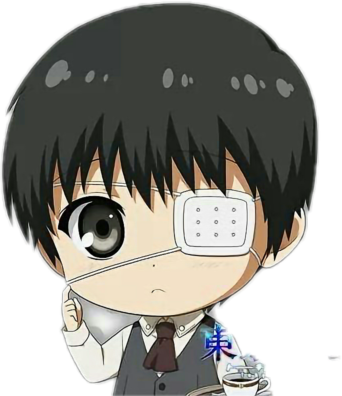 Anime-seun met Oogpleister en Teekoppie Muurpapier