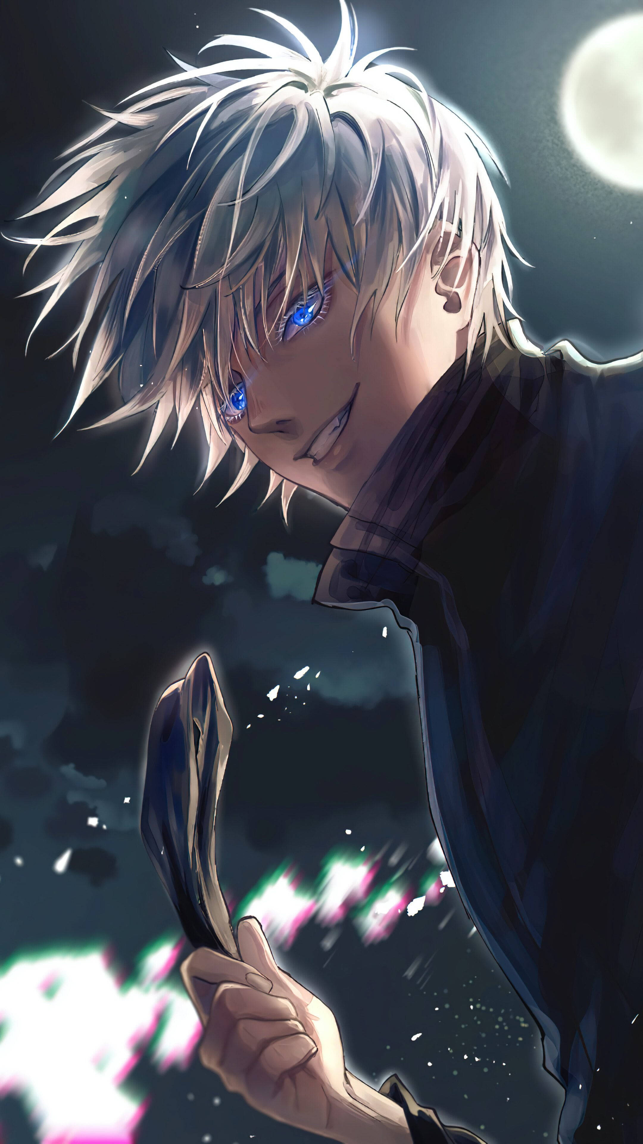 Anime-seun met Wit Hare en Koel Houding Muurpapier