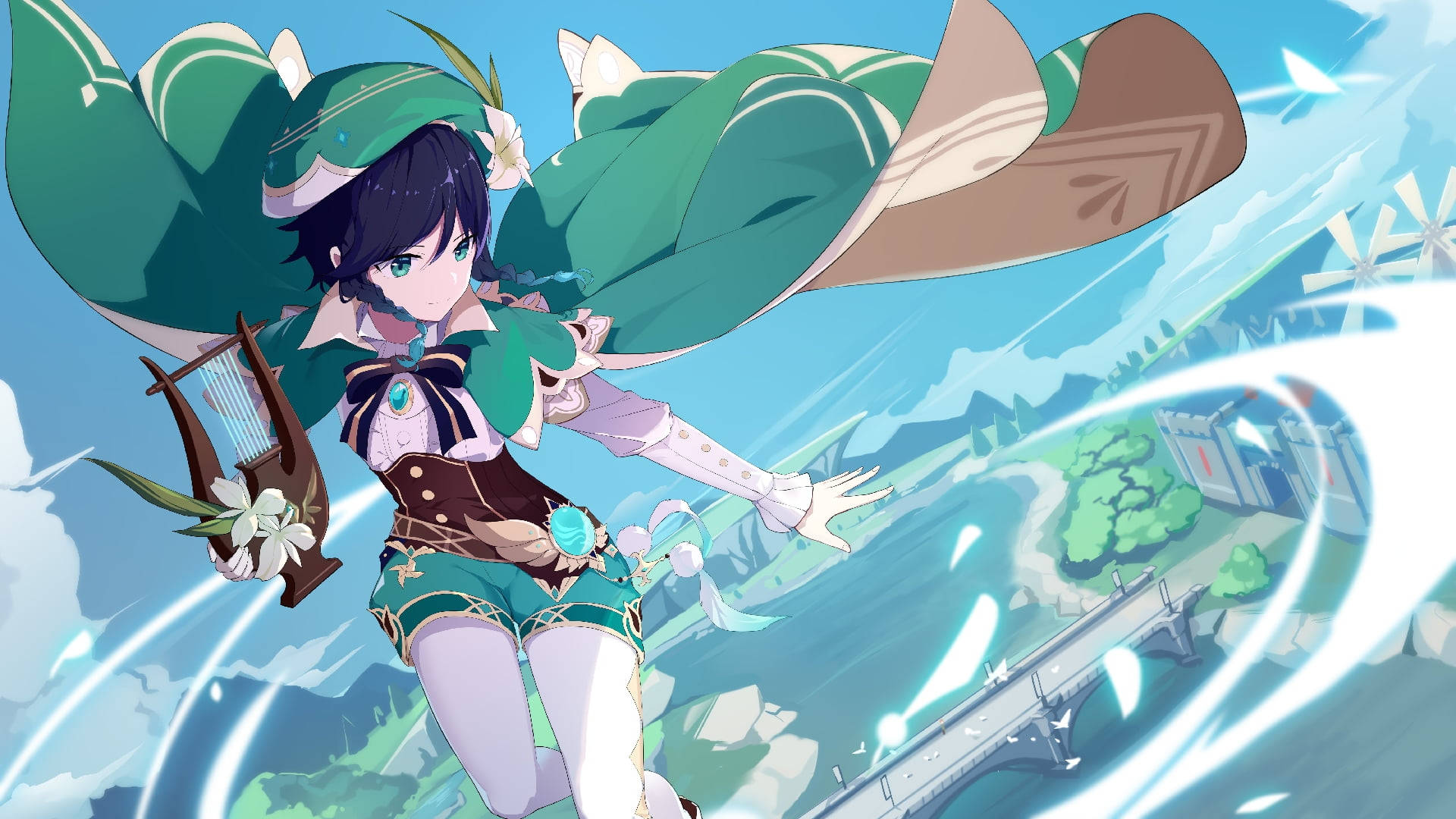 Anime Seuns Oulik Venti Genshin Impact Muurpapier