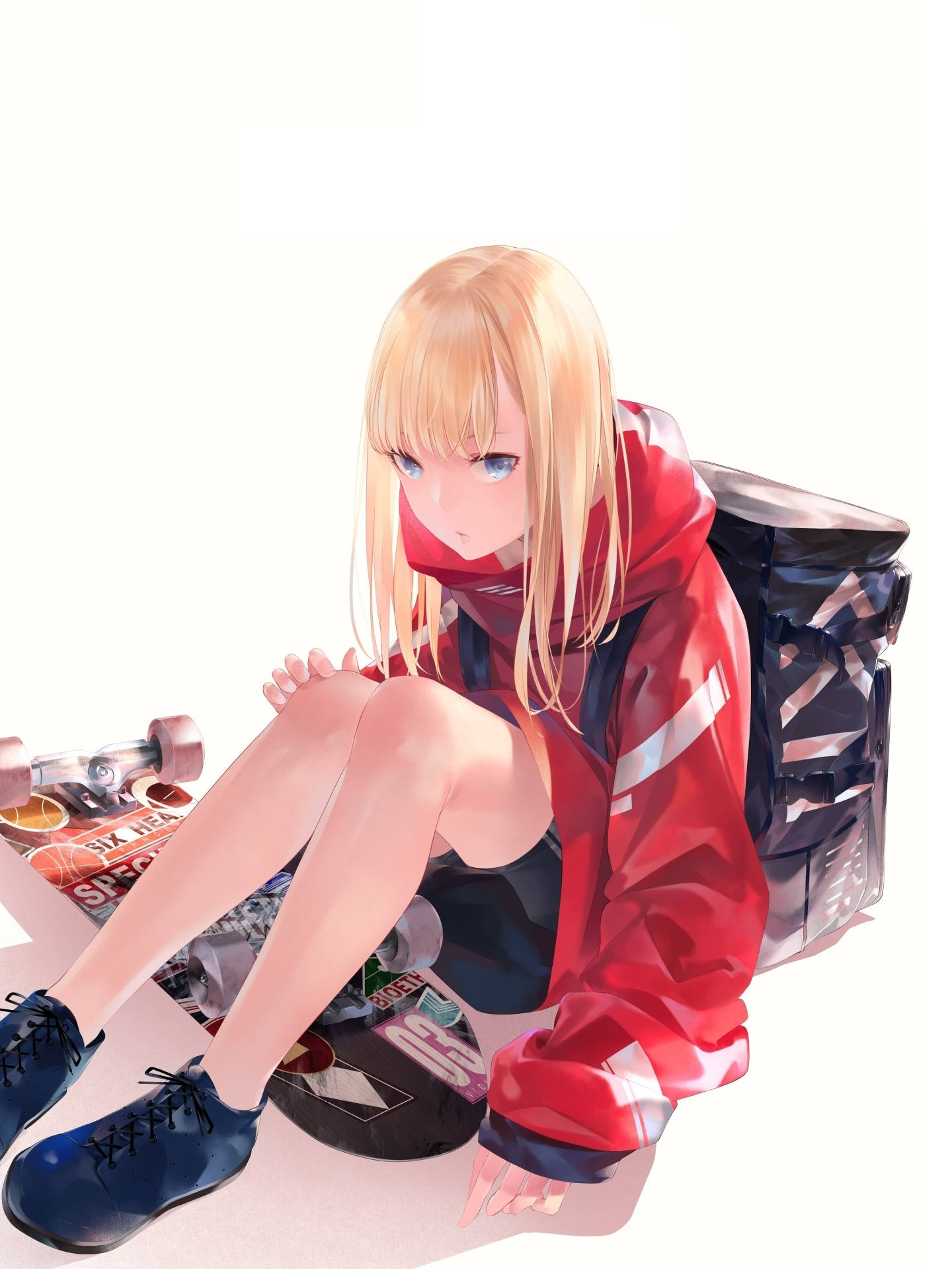 Anime-skaatsermeisie met Stylvolle Kapbaadjie Muurpapier
