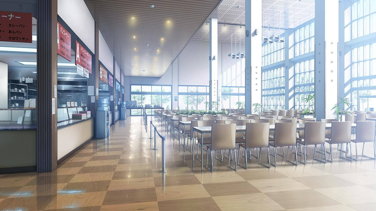 Anime Skooltoneel Kollege Kafeteria Muurpapier