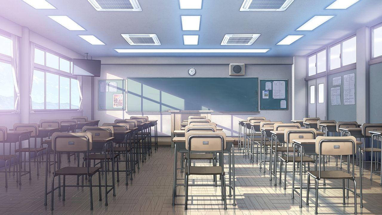 Anime Skooltoneel Leë Klaskamer Muurpapier