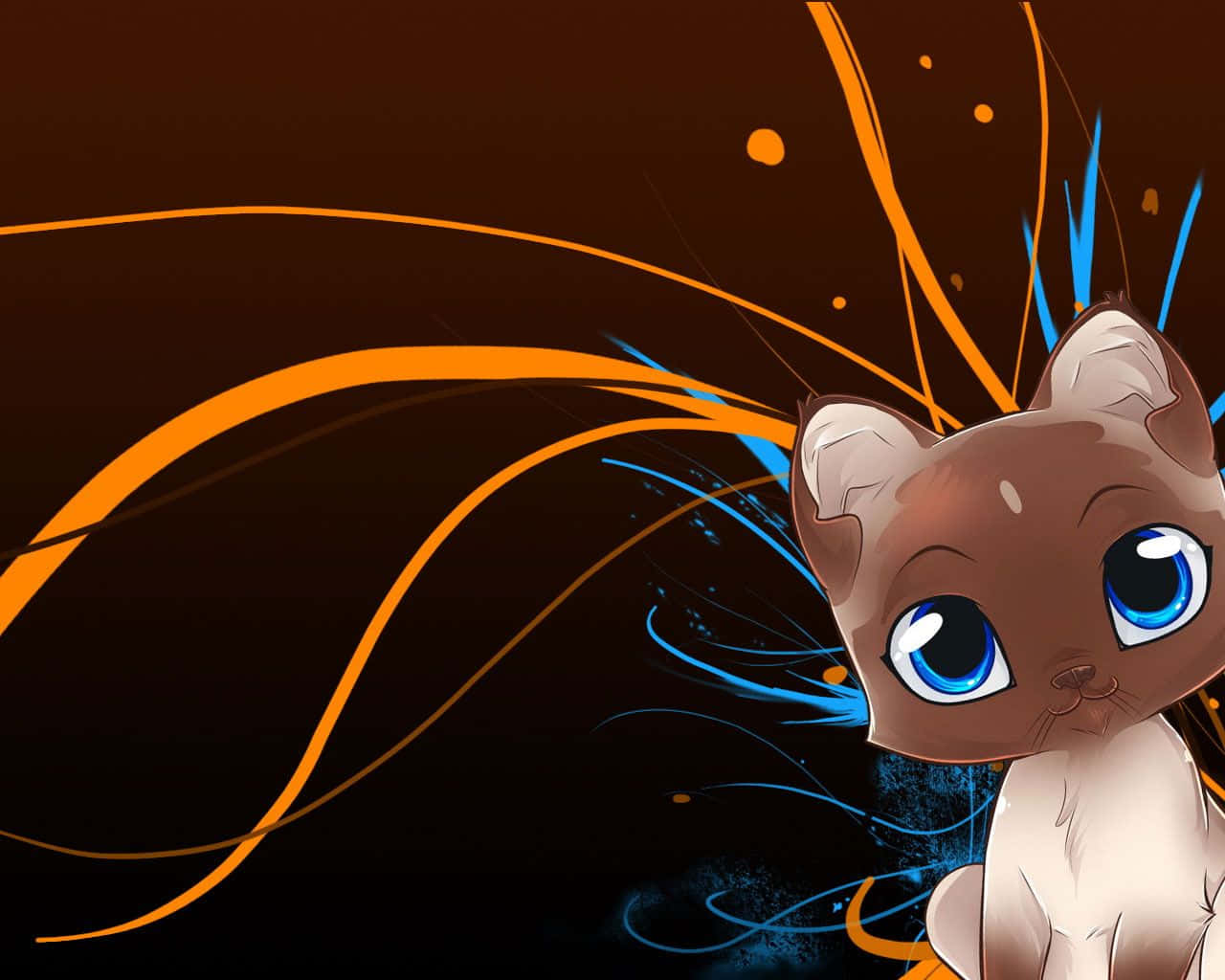 Anime Spotprent Oulike Bruin Kat Muurpapier