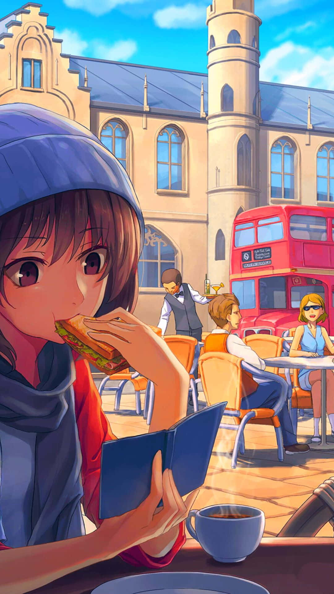 Anime Toebroodjie Kafee Agtergrond Muurpapier