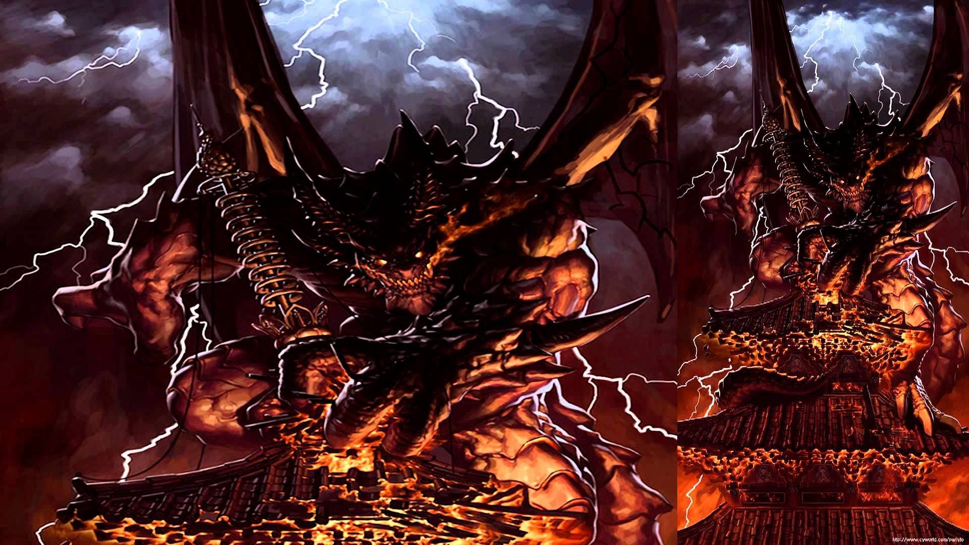 Anime Vektor Demon Stryd Muurpapier