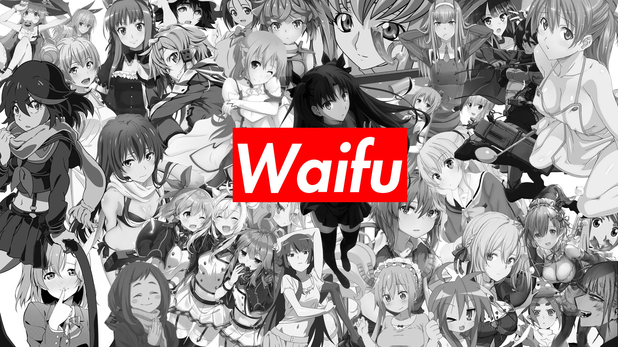 Anime Waifu Collage Supreme Parodie Muurpapier