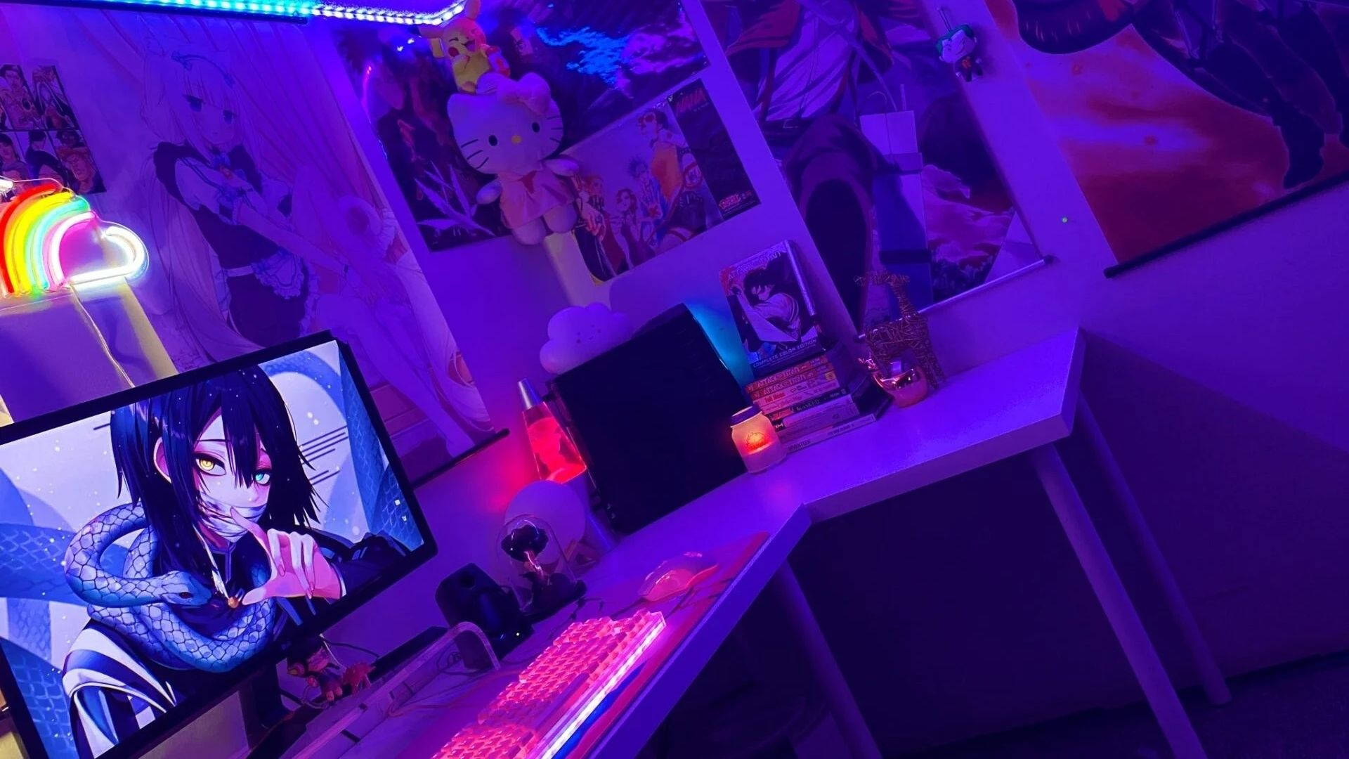 Animekamer met LED Muurpapier