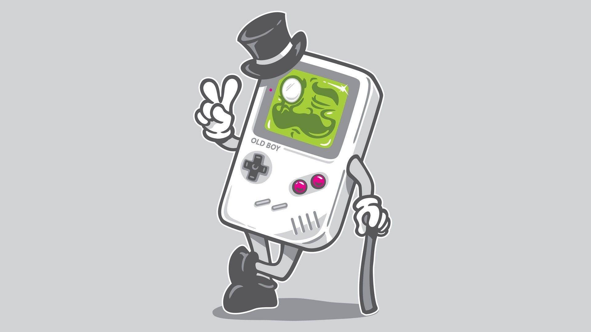 Antropomorfiese Game Boy-parodiekuns Muurpapier
