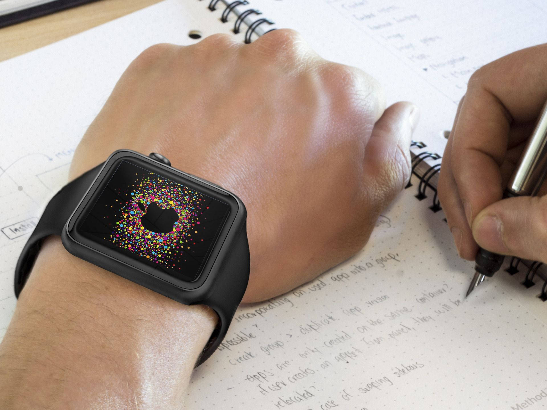 Apple Watch Met Swart Silikoonband Muurpapier