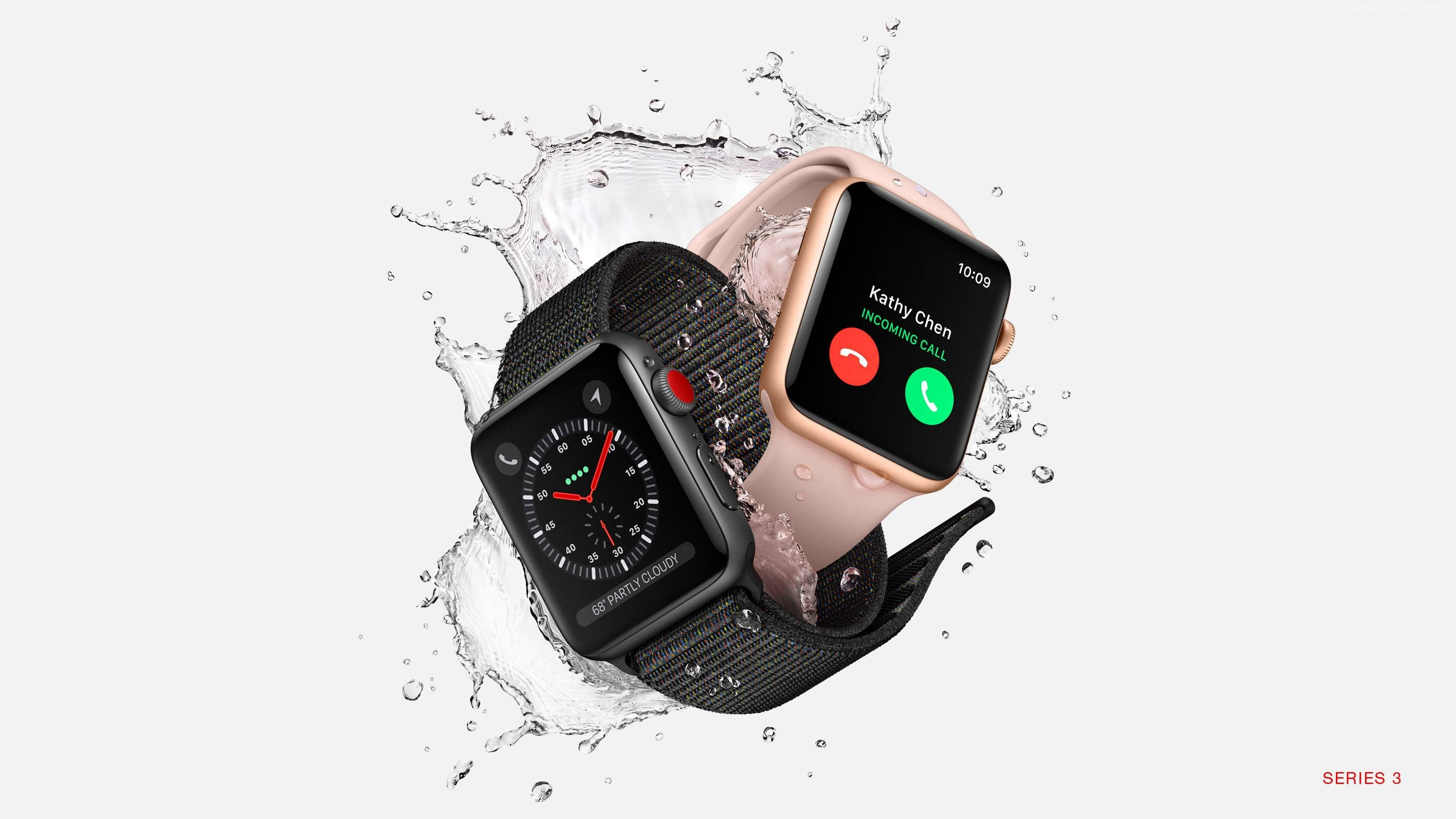 Apple Watches met Waterspat Muurpapier