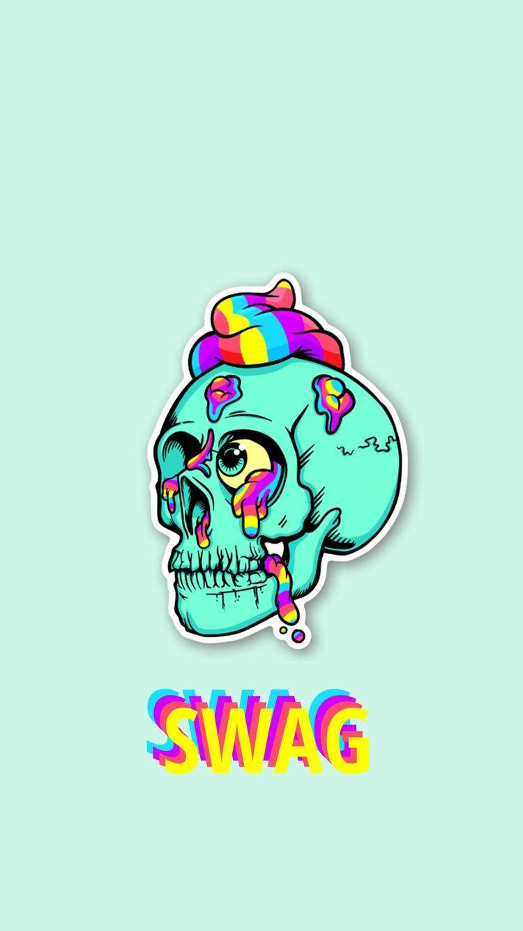 Aqua Blou Skull Swag Muurpapier