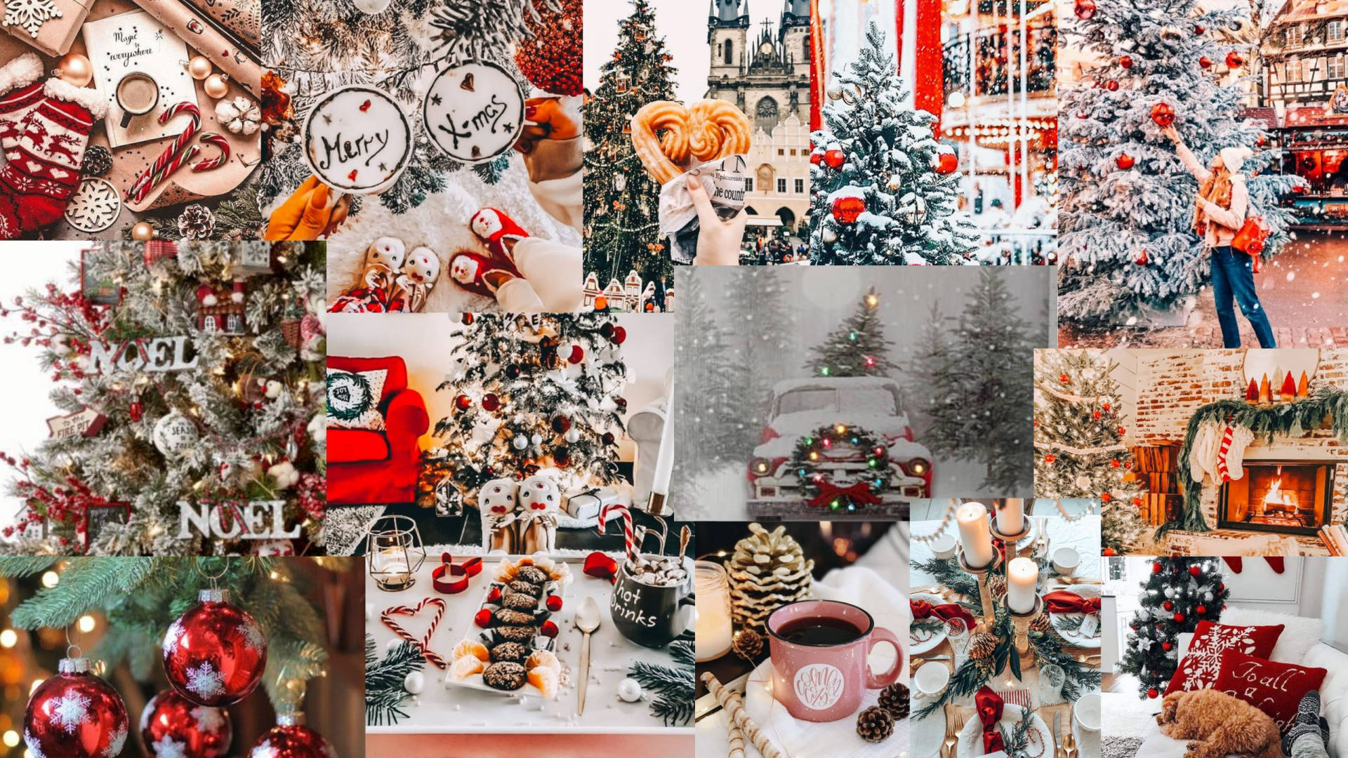 Arktiese Weer Kersfees Collage Muurpapier