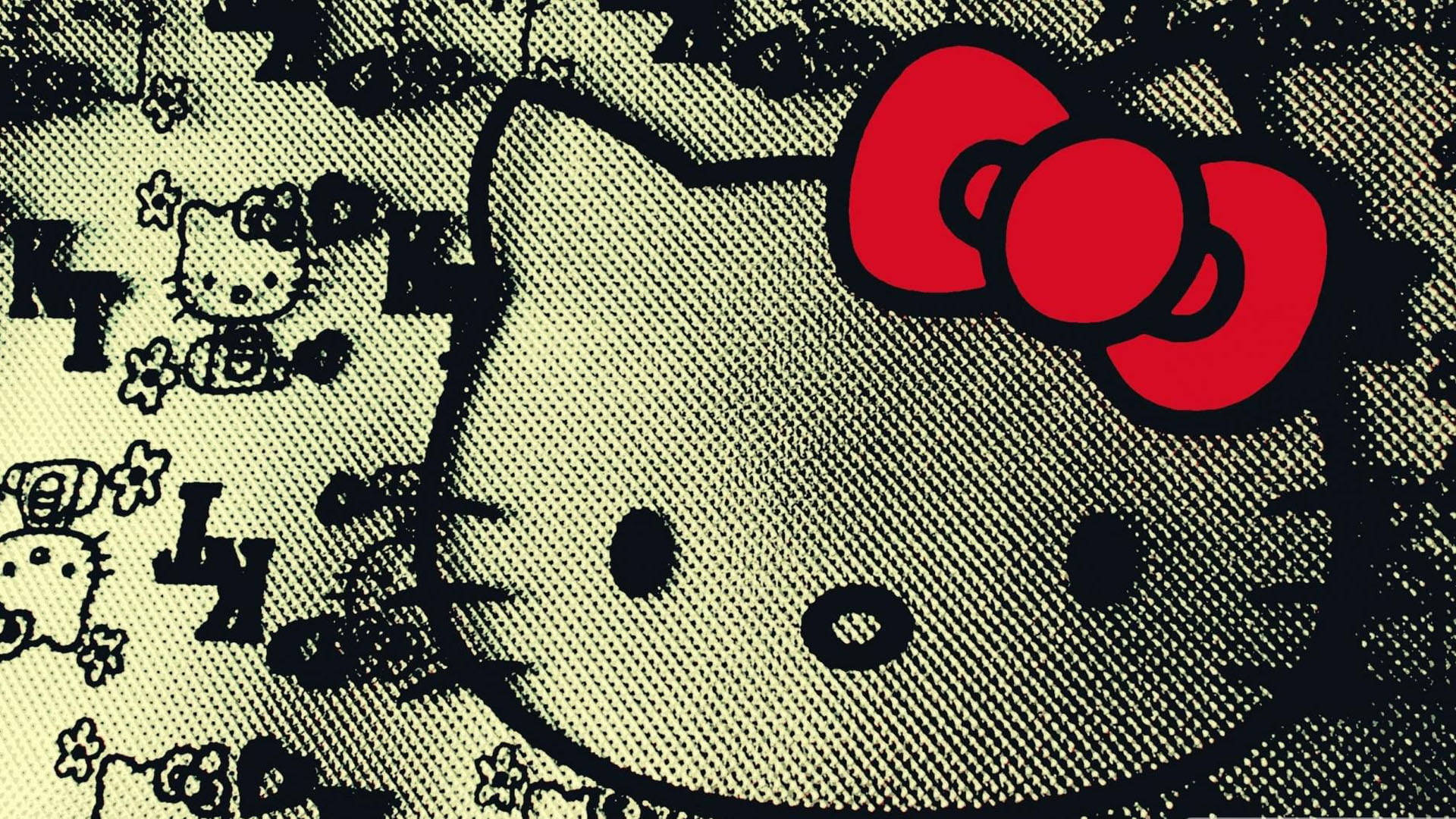 Artistiese Swart Hello Kitty Muurpapier