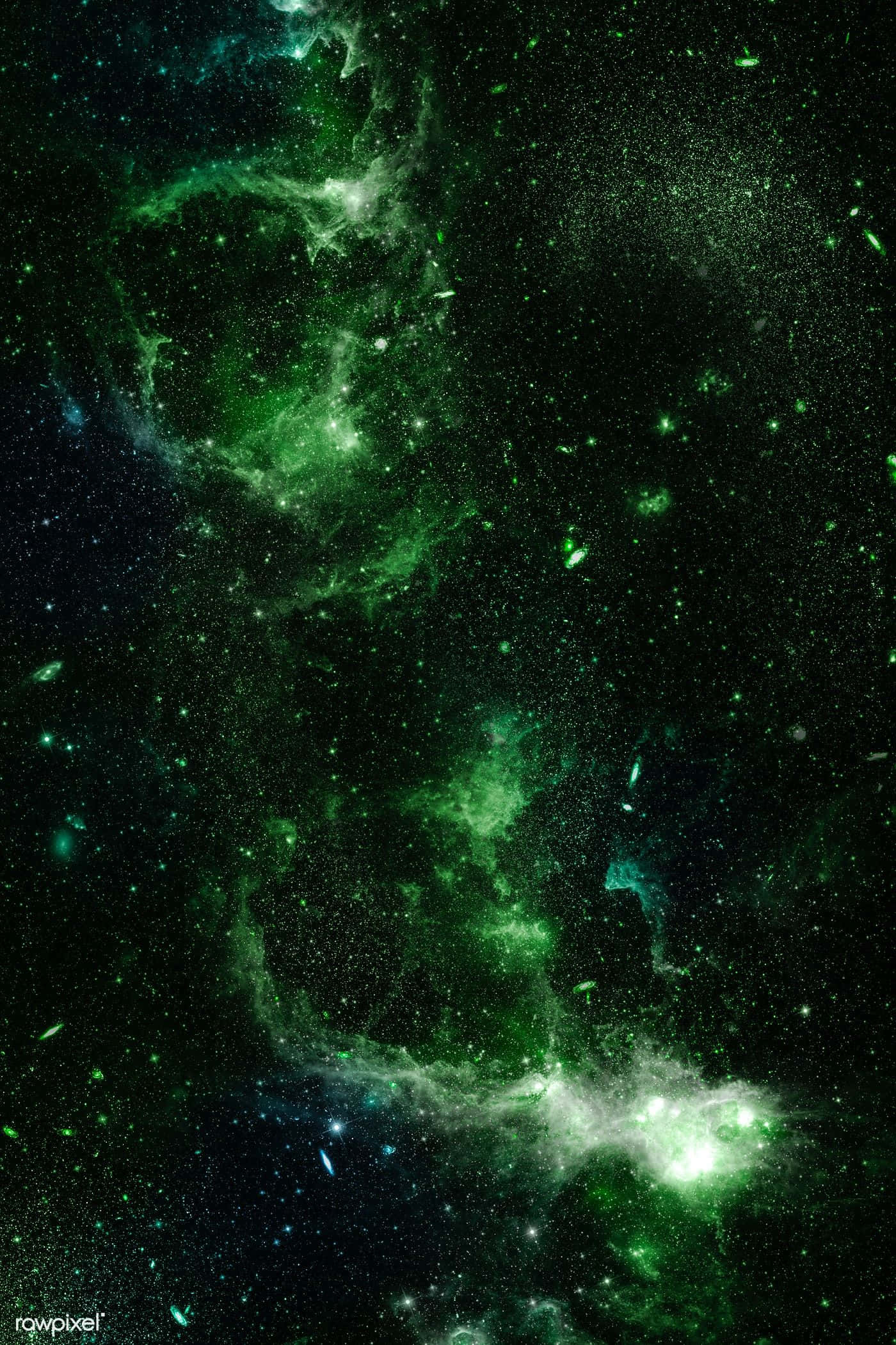Asemrowende Groen Galaxy Agtergrond Muurpapier