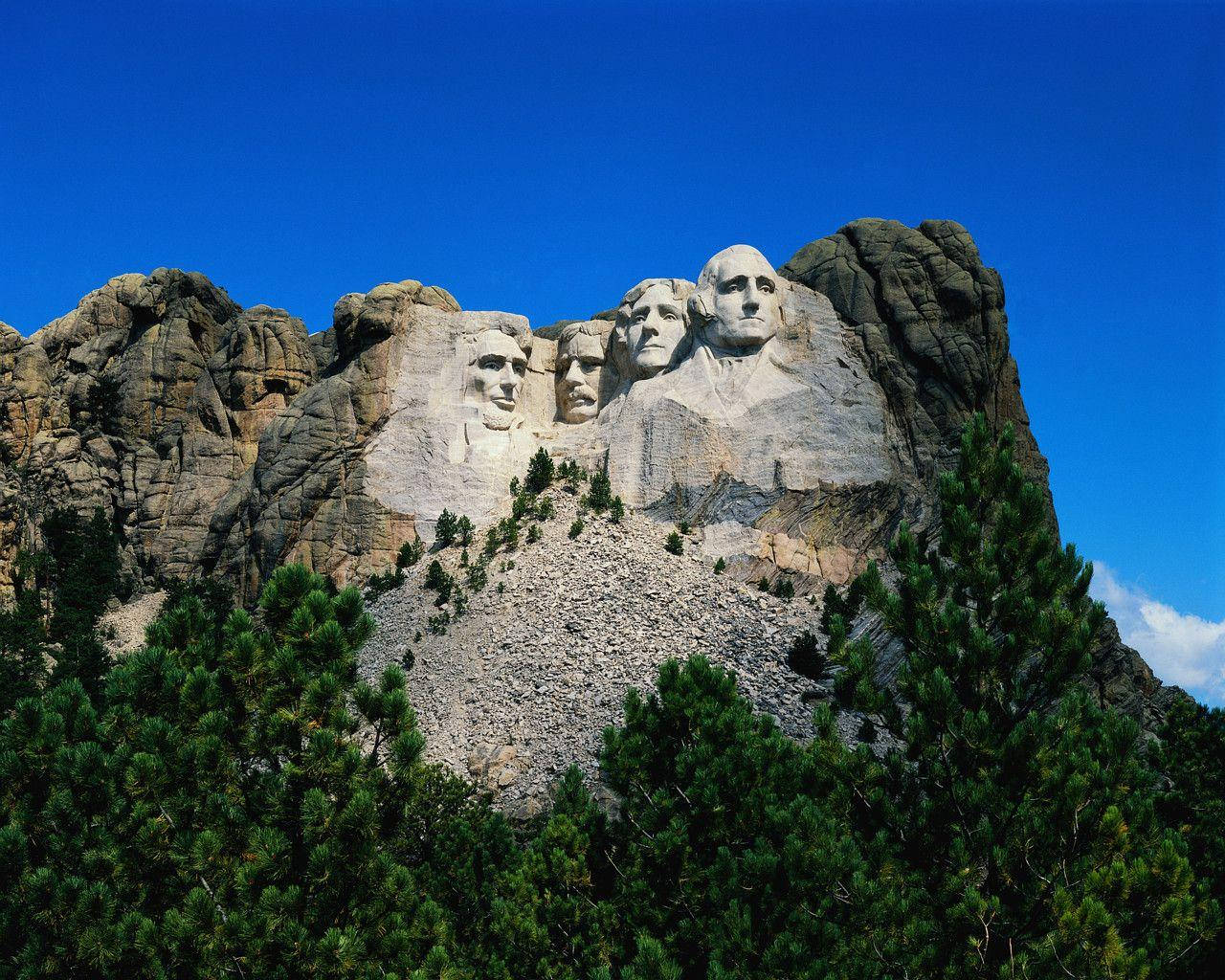 Asemrowende Uitsig oor Mount Rushmore Muurpapier